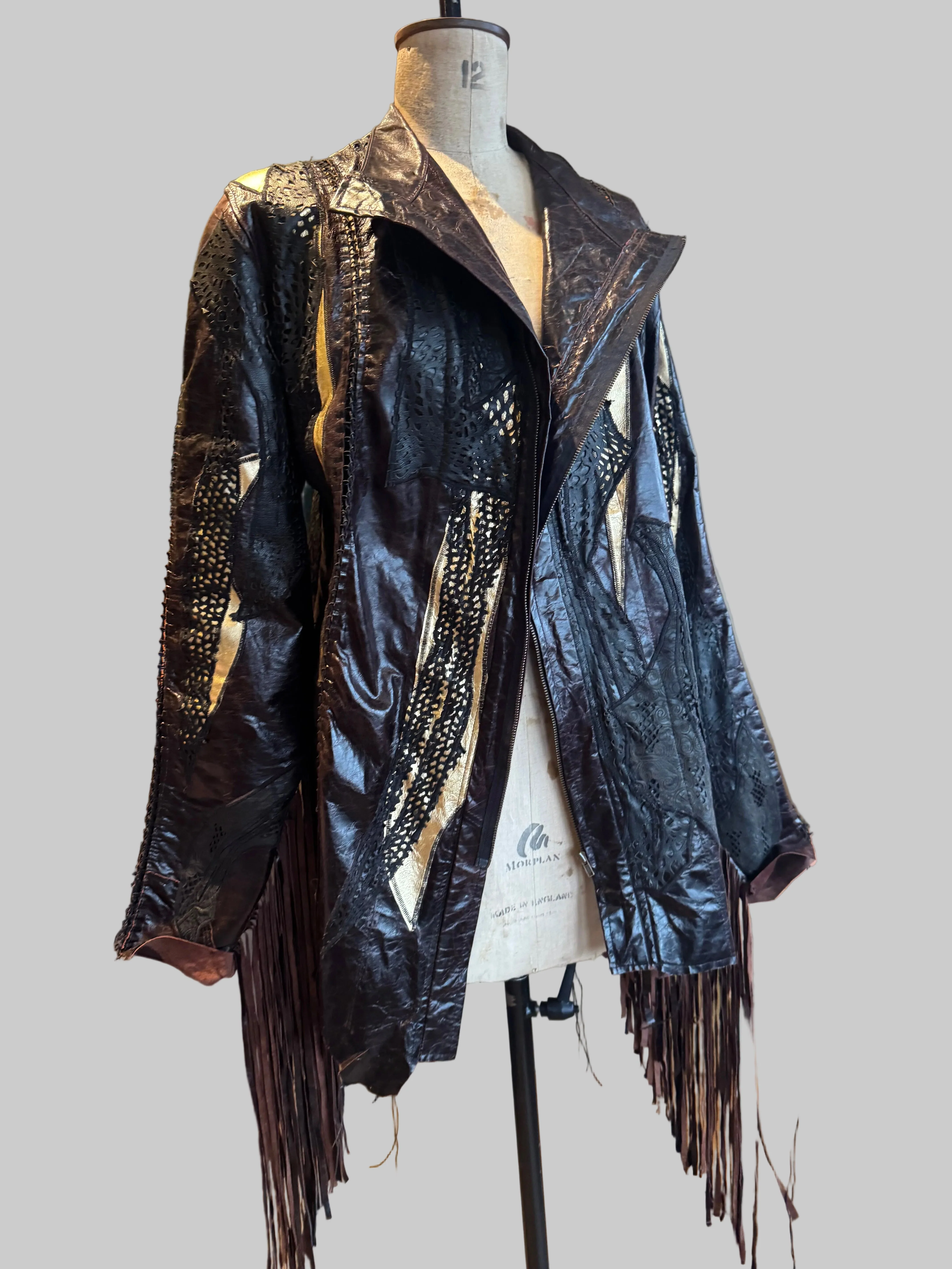 Call & Response, 90s mixed leather fringed jacket - Image 8