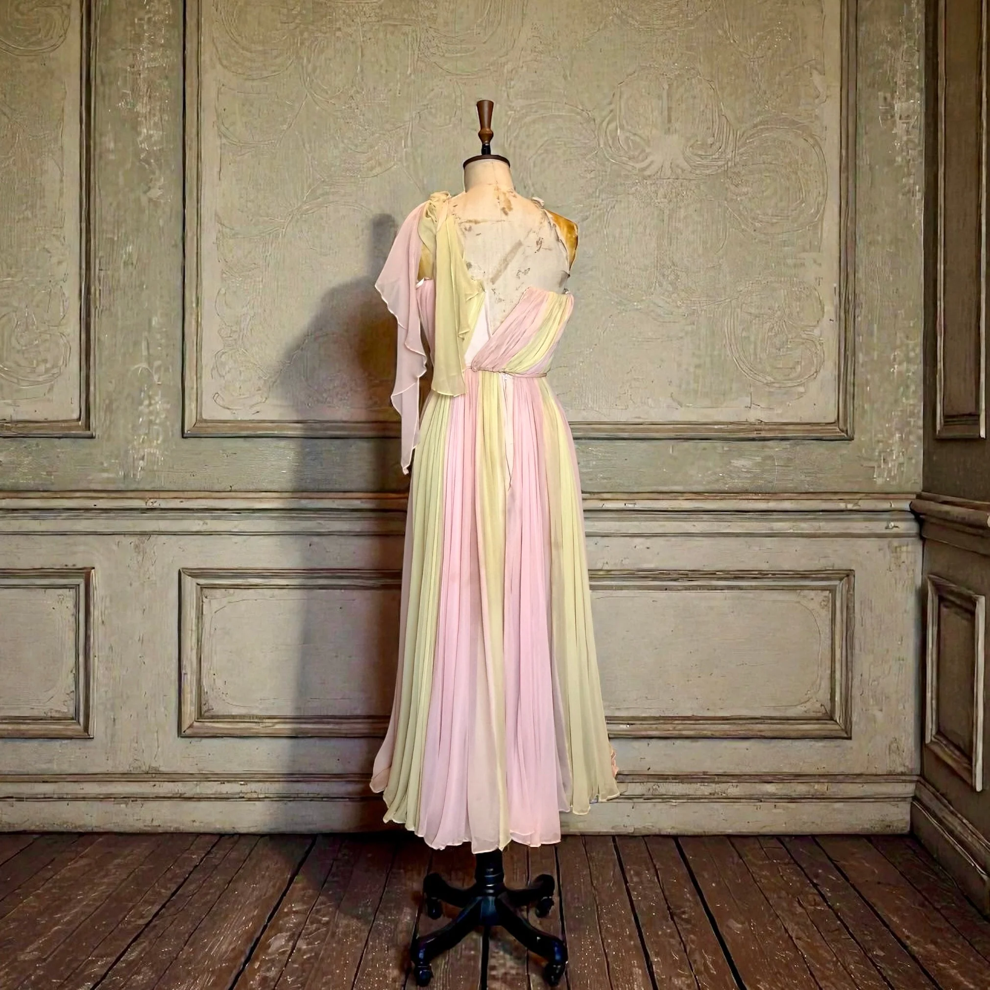 Catherine, 60s couture chiffon pleated dress - Image 6