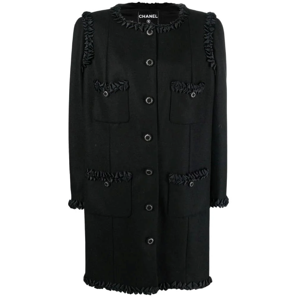 Chanel Black Wool Coat - 2000s - Image 19