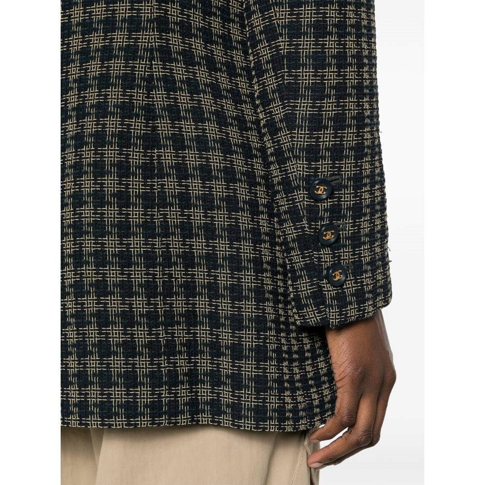 Chanel Blue and Beige Checked Wool Jacket - 2000s - Image 149