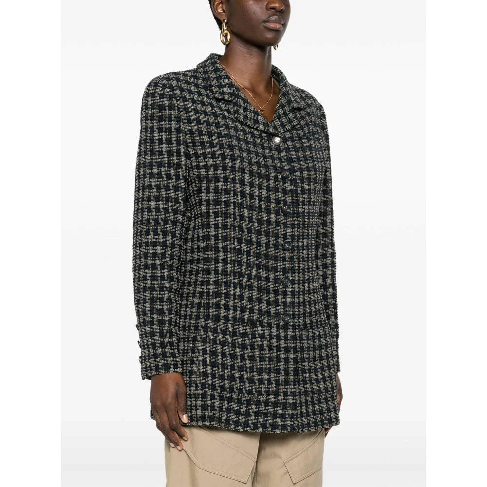 Chanel Blue and Beige Checked Wool Jacket - 2000s - Image 15