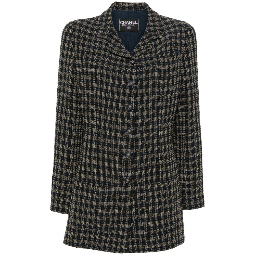 Chanel Blue and Beige Checked Wool Jacket - 2000s - Image 193