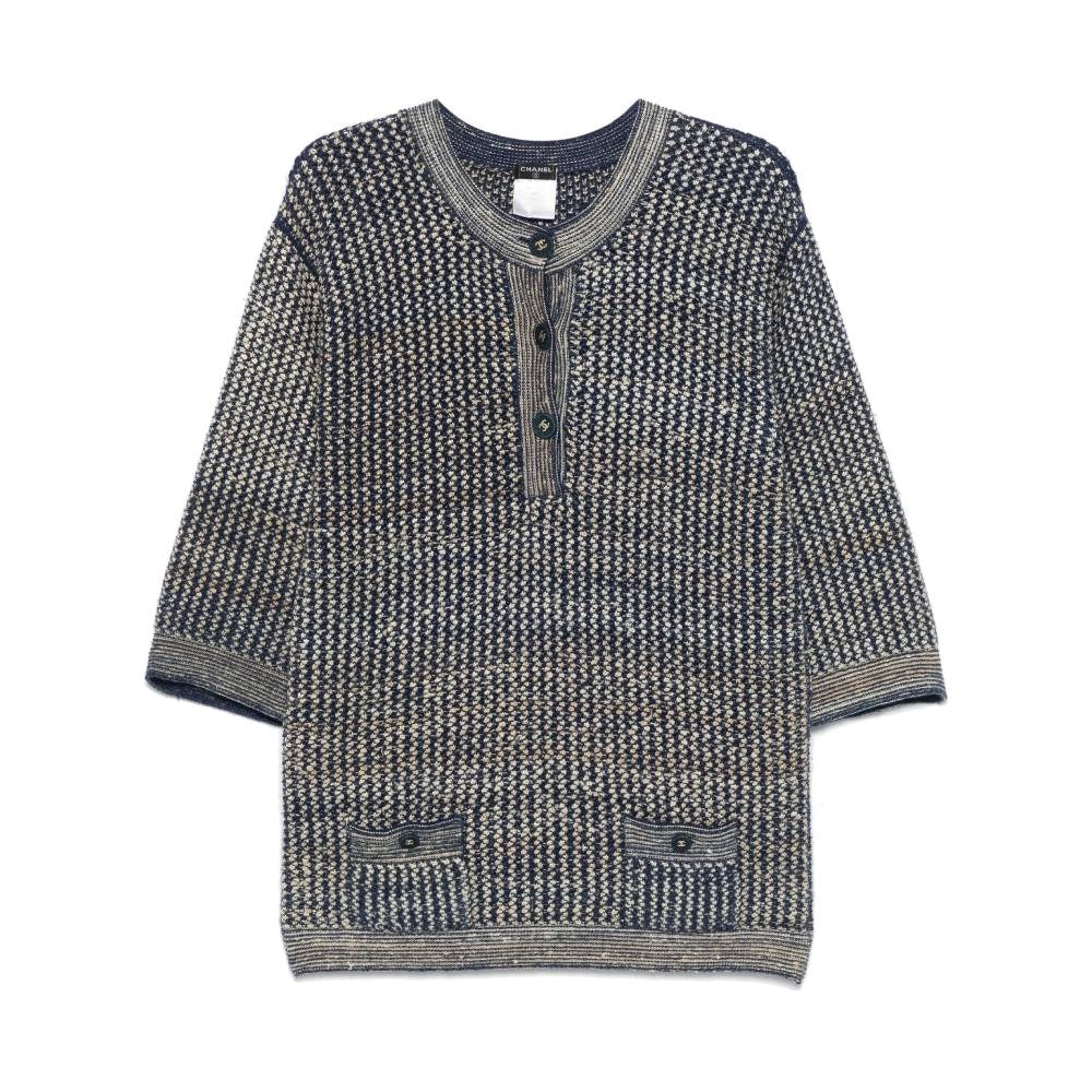 Chanel Blue and Beige Knitted Sweater - 2000s - Image 157