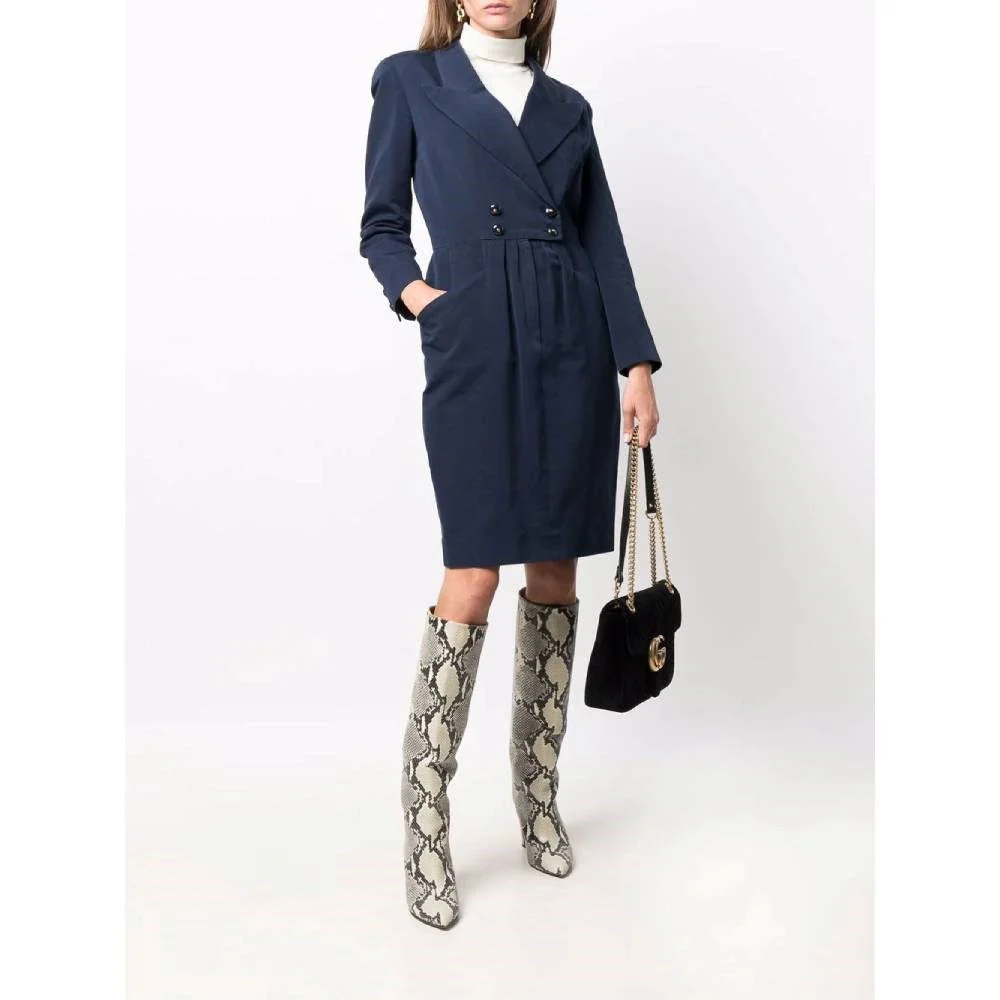 Chanel Blue Cotton Midi Dress - '80s - Image 32
