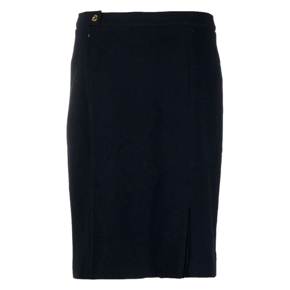 Chanel Dark Blue Wool Midi Skirt - '90s - Image 179