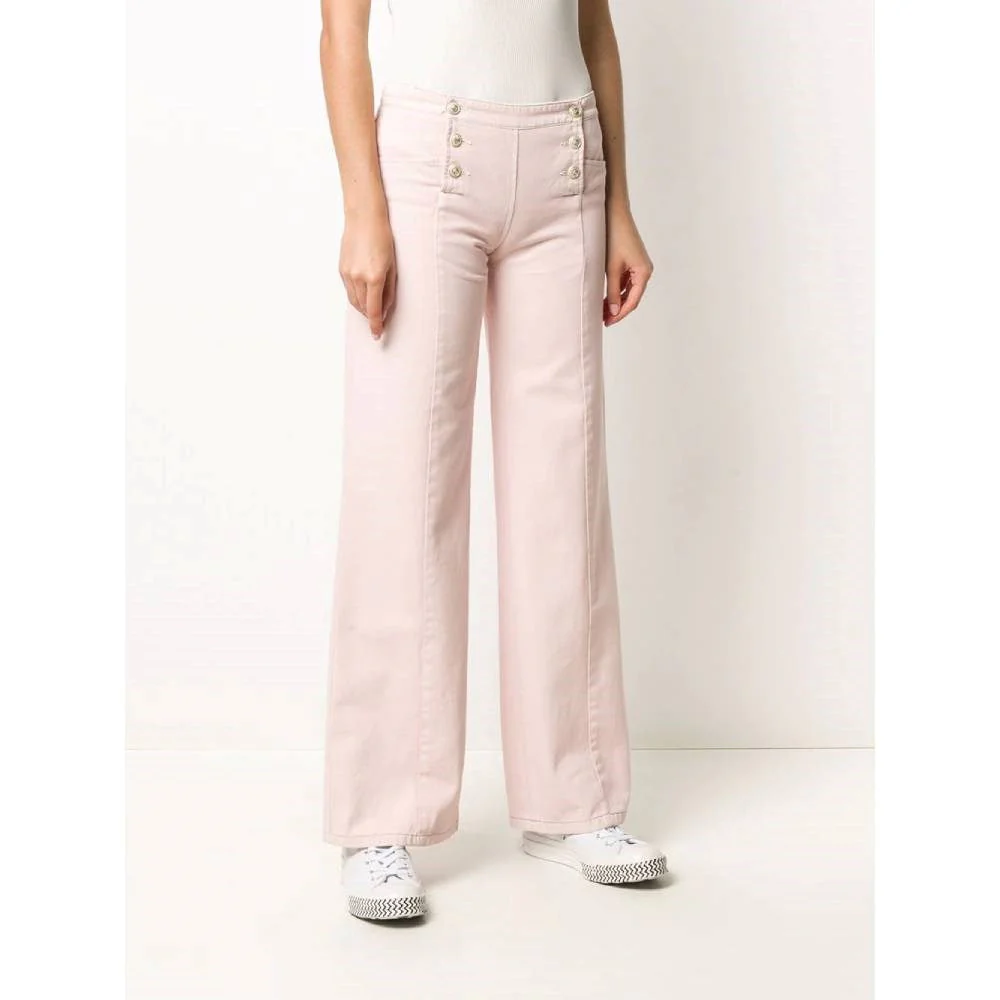 Chanel Pink Denim Wide Leg Jeans - 2000s - Image 100