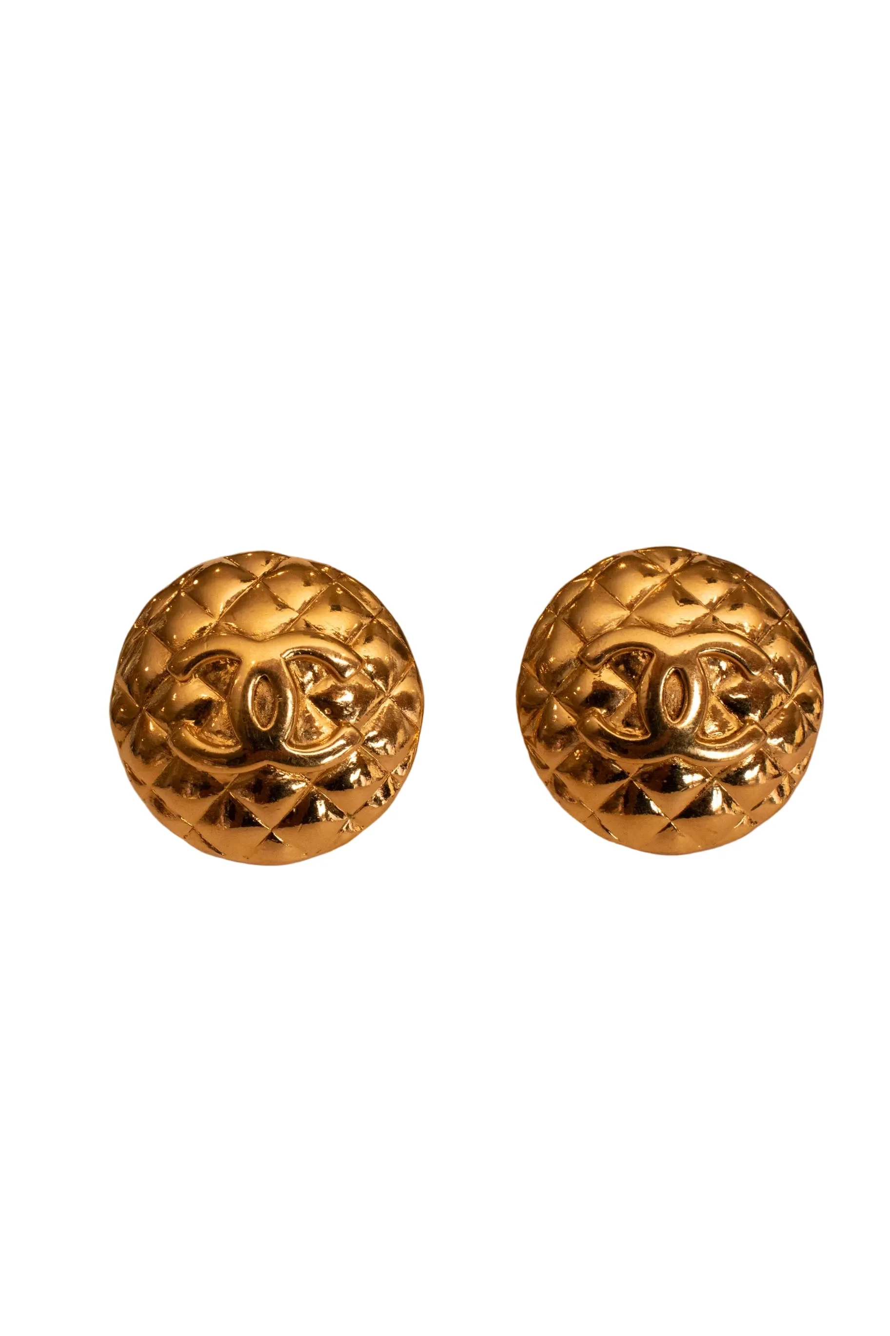 Chanel Quilted Gold Earrings - Image 13