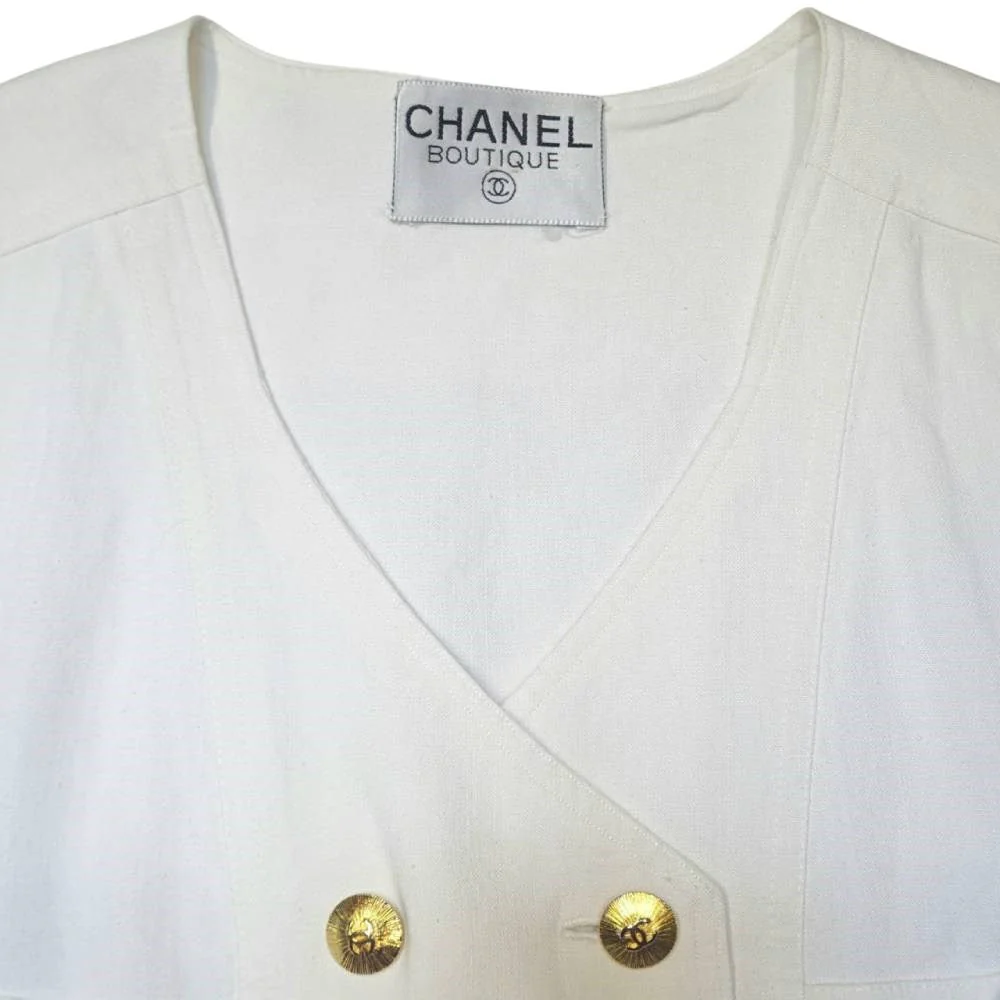 Chanel White Double Breasted Linen Jacket - '90s - Image 101