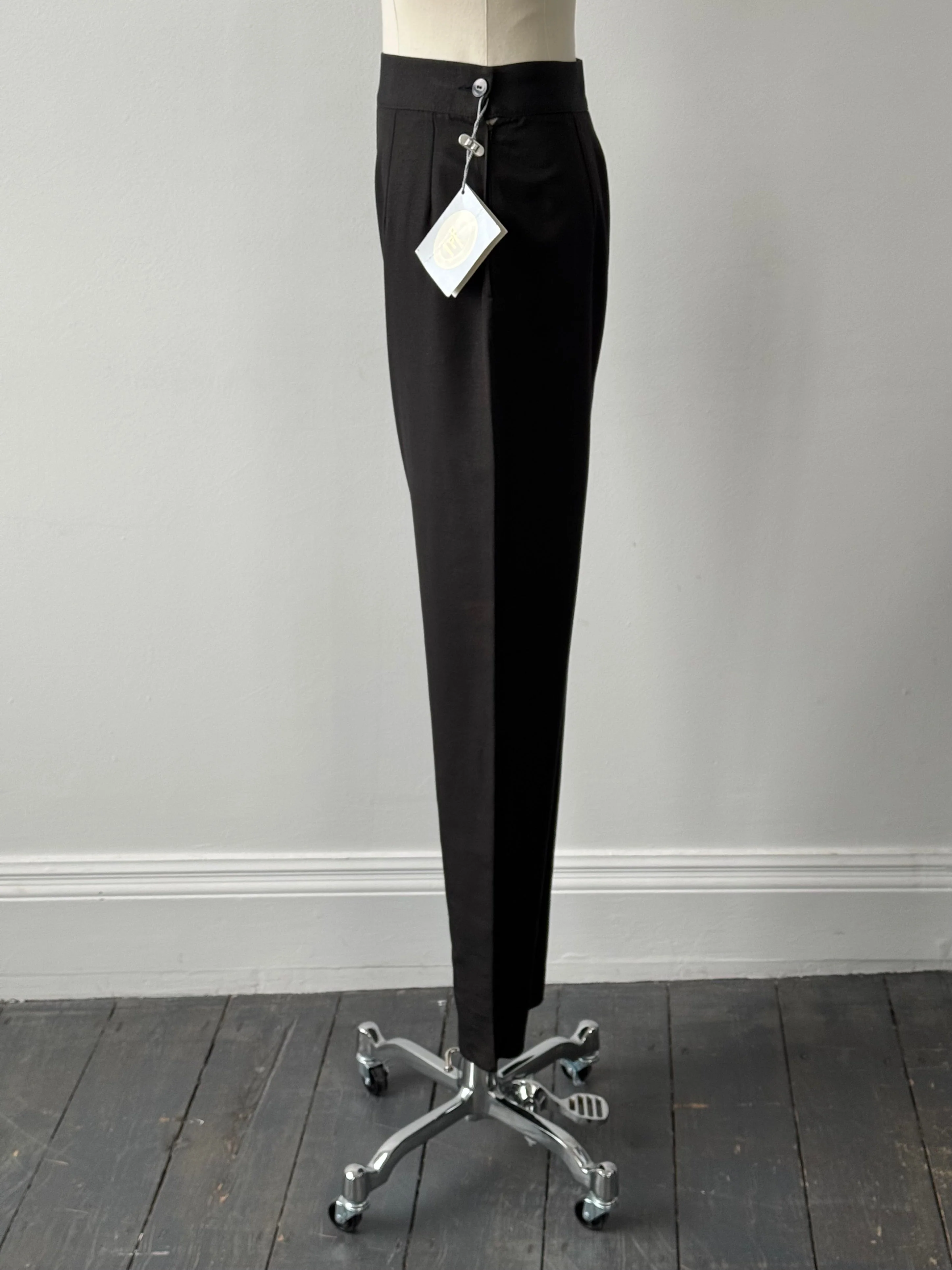 Christian Dior Coordonnes 1990s Silk Tapered Leg Trousers - W24 - Image 3