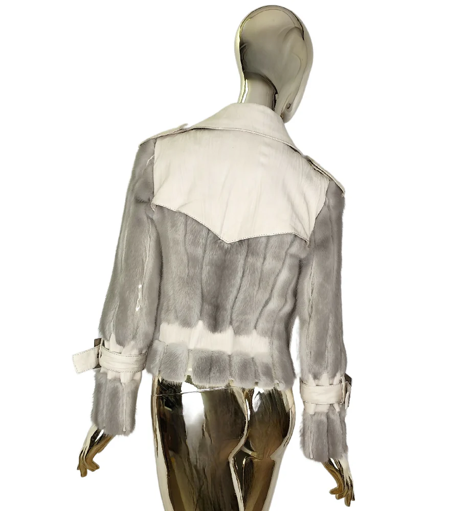 CHRISTIAN DIOR JOHN GALLIANO F/W 2006 GREY MINK FUR AND LEATHER JACKET - Image 3