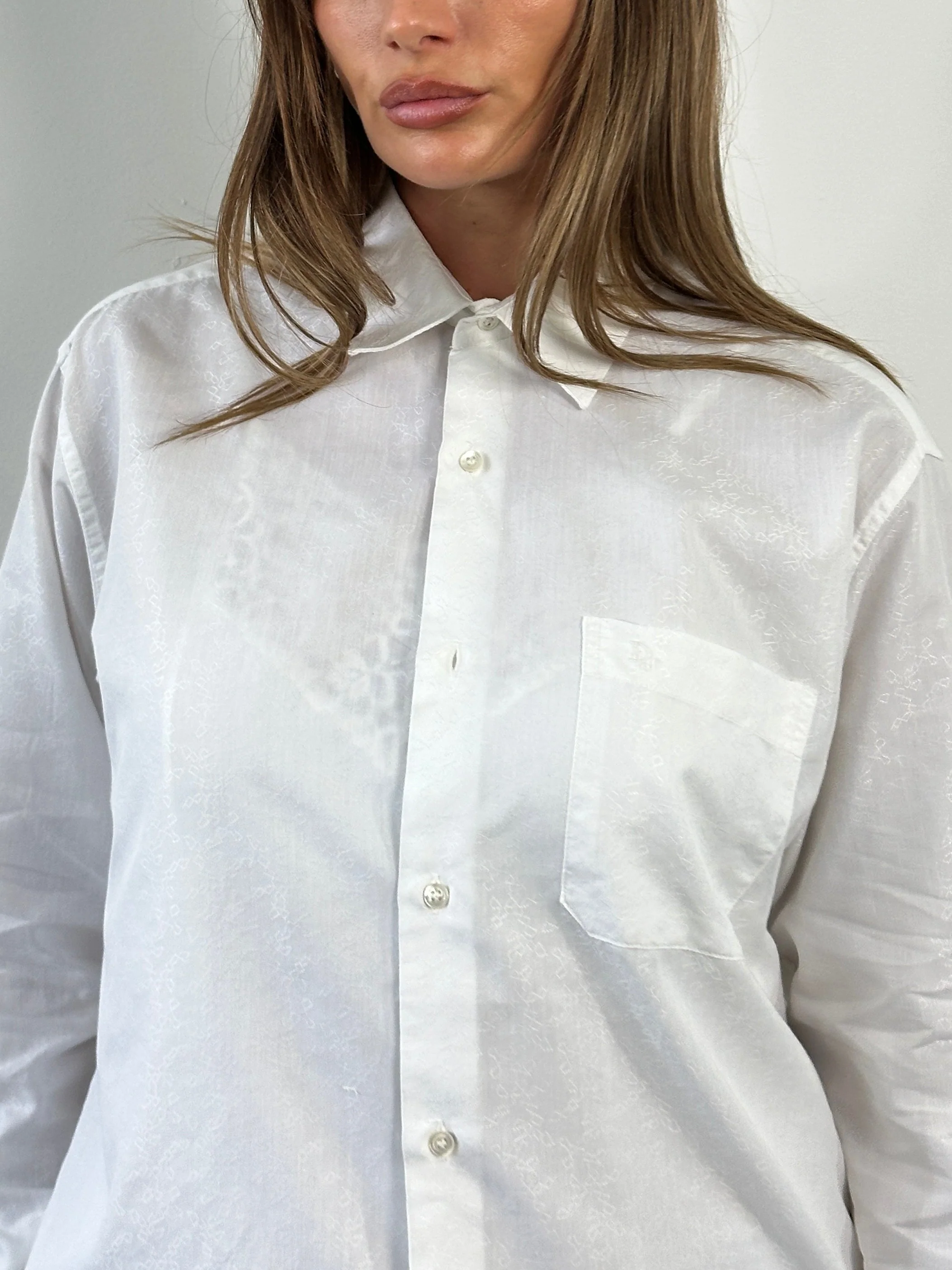 Christian Dior Monsieur Paris 1990s Cotton Textured Logo Shirt - M/L - Image 17