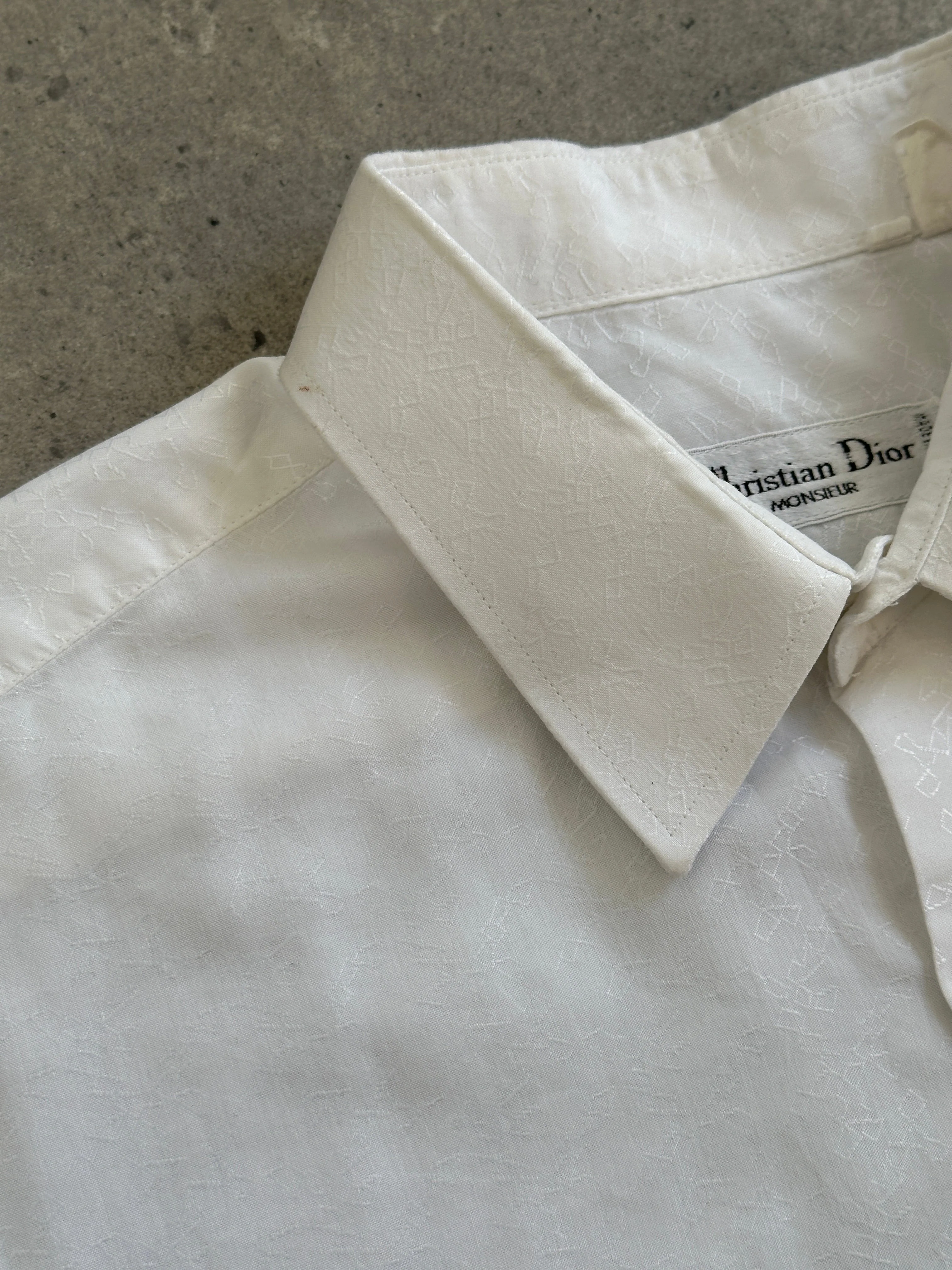 Christian Dior Monsieur Paris 1990s Cotton Textured Logo Shirt - M/L - Image 6