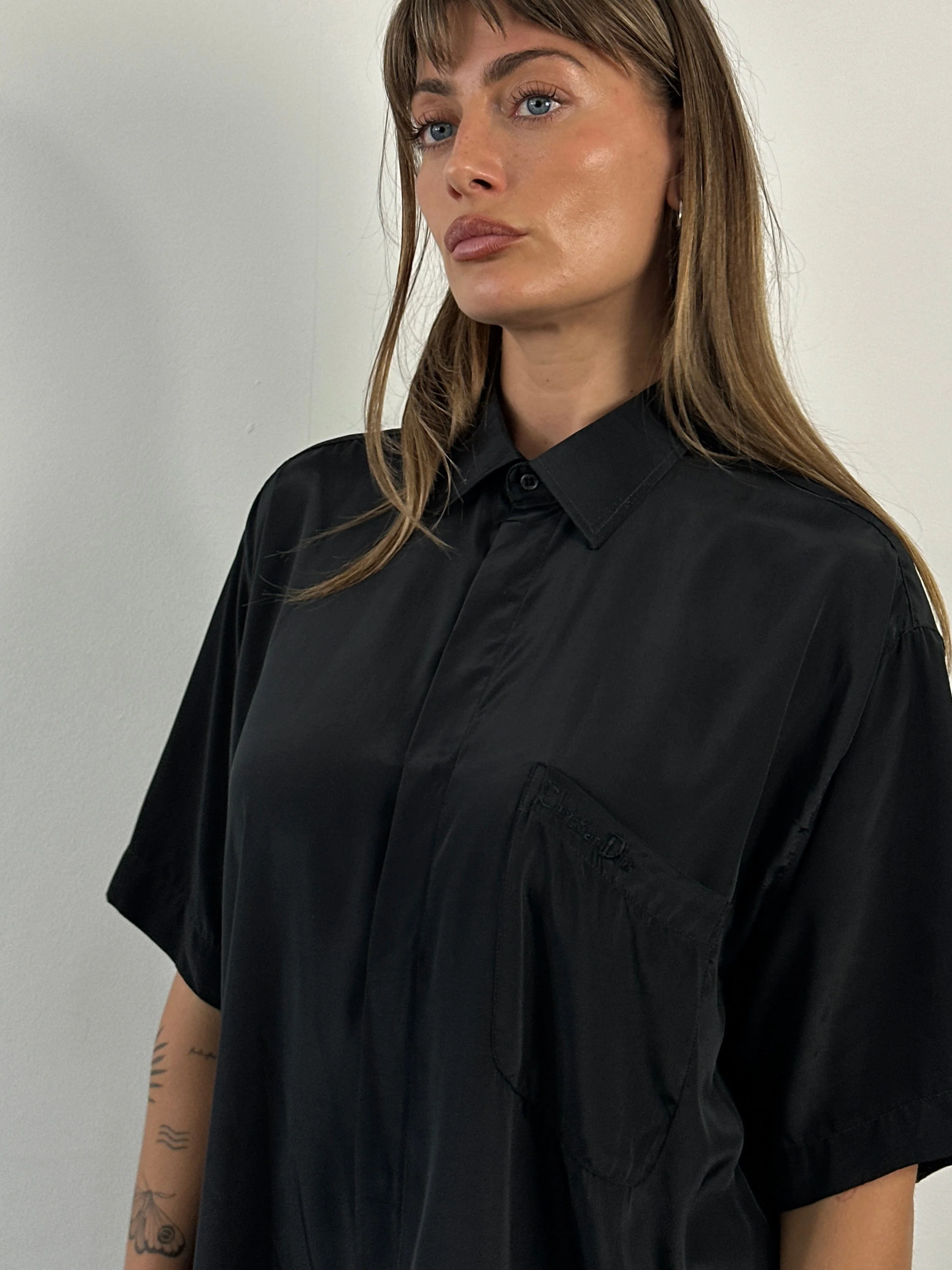 Christian Dior Paris 1990s Pure Silk Short Sleeve Logo Shirt - XL - Image 11