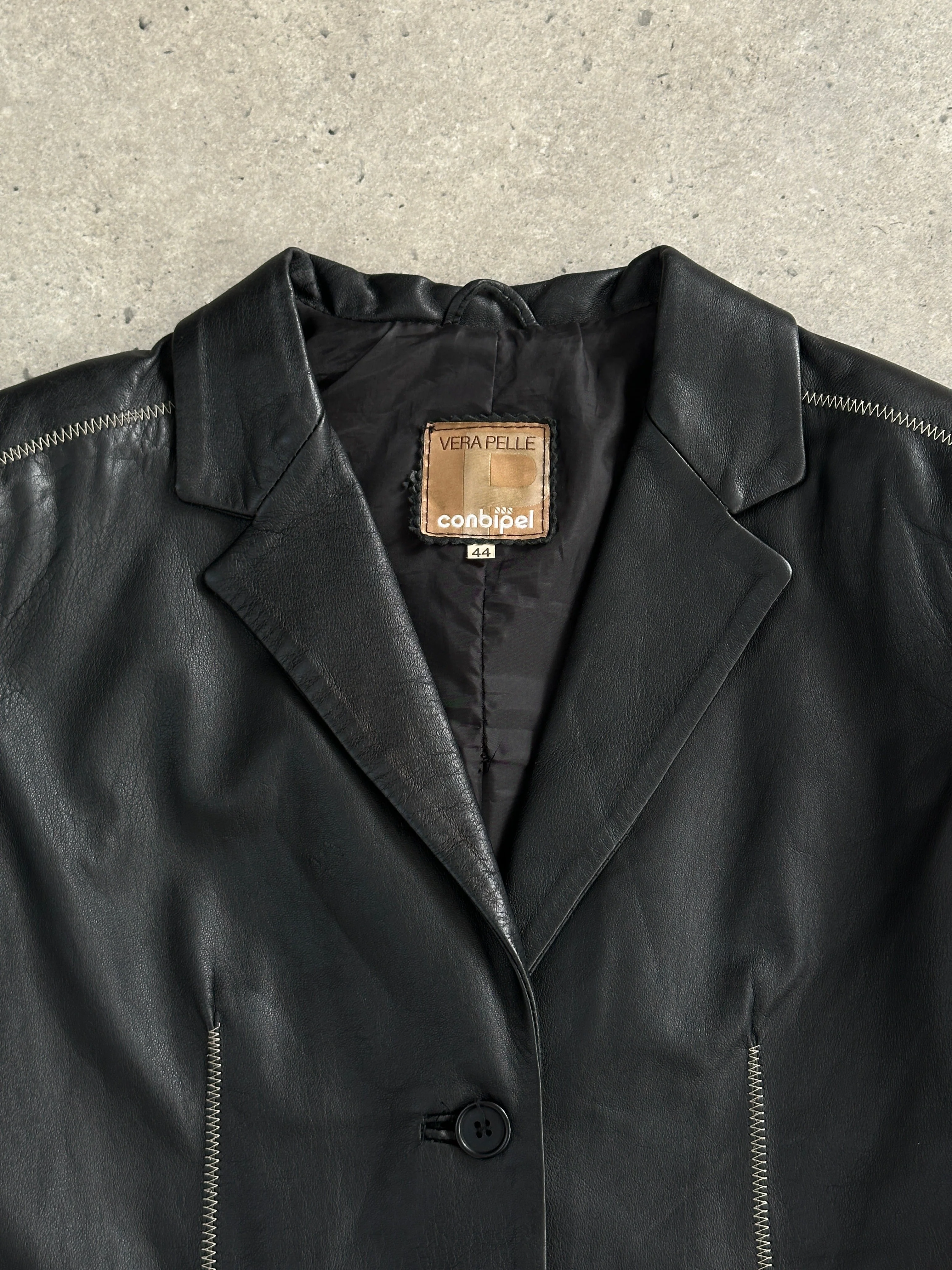 Conbipel Single Breasted Leather Blazer Jacket - M - Image 2
