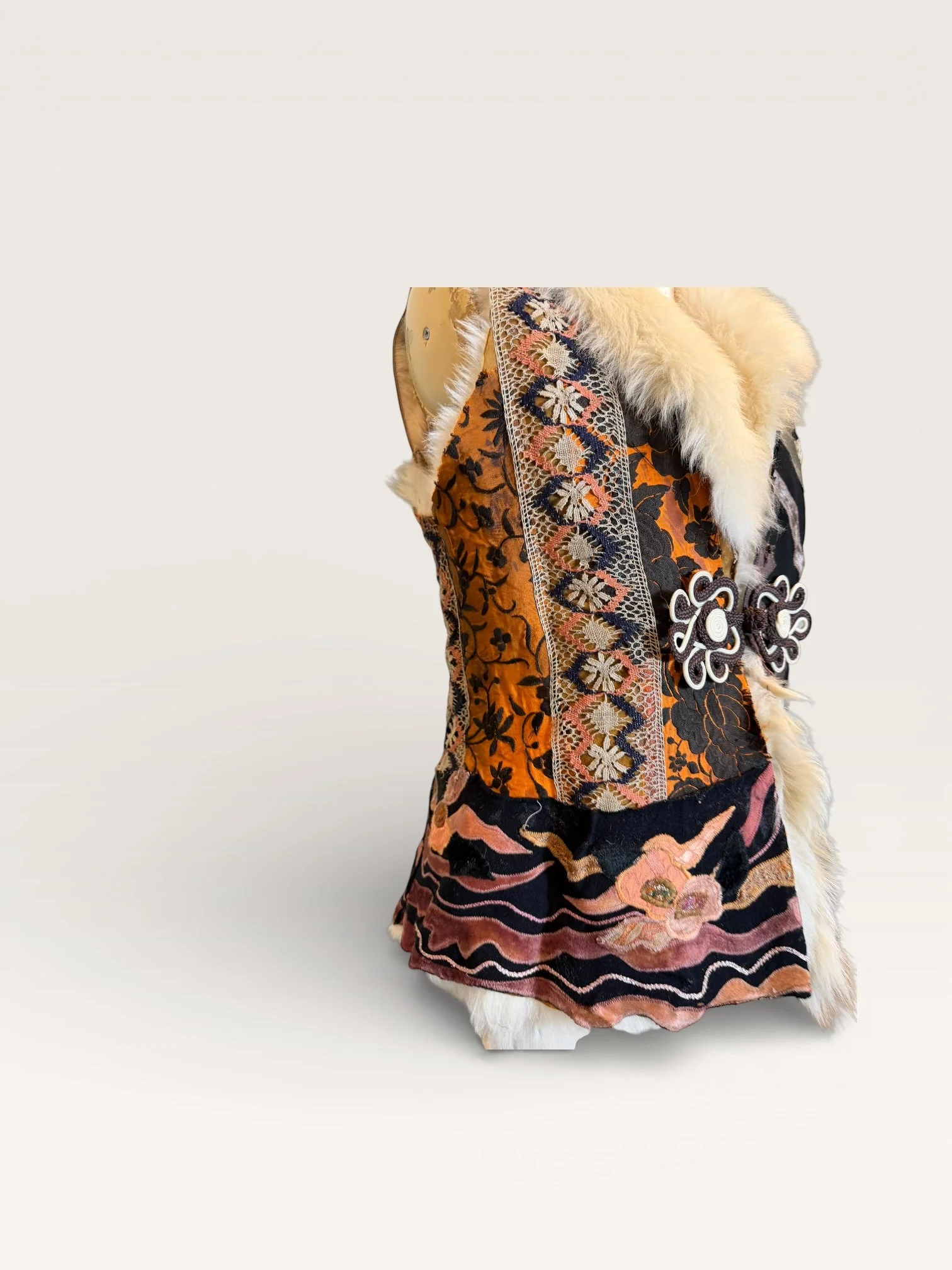 Daisy, reworked 70s shearling patchwork waistcoat - Image 12
