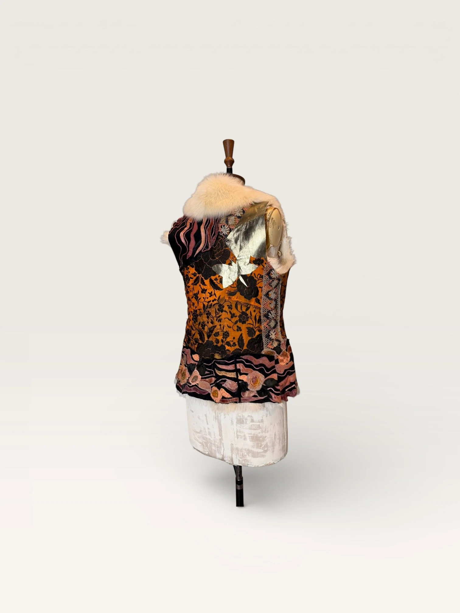 Daisy, reworked 70s shearling patchwork waistcoat - Image 4