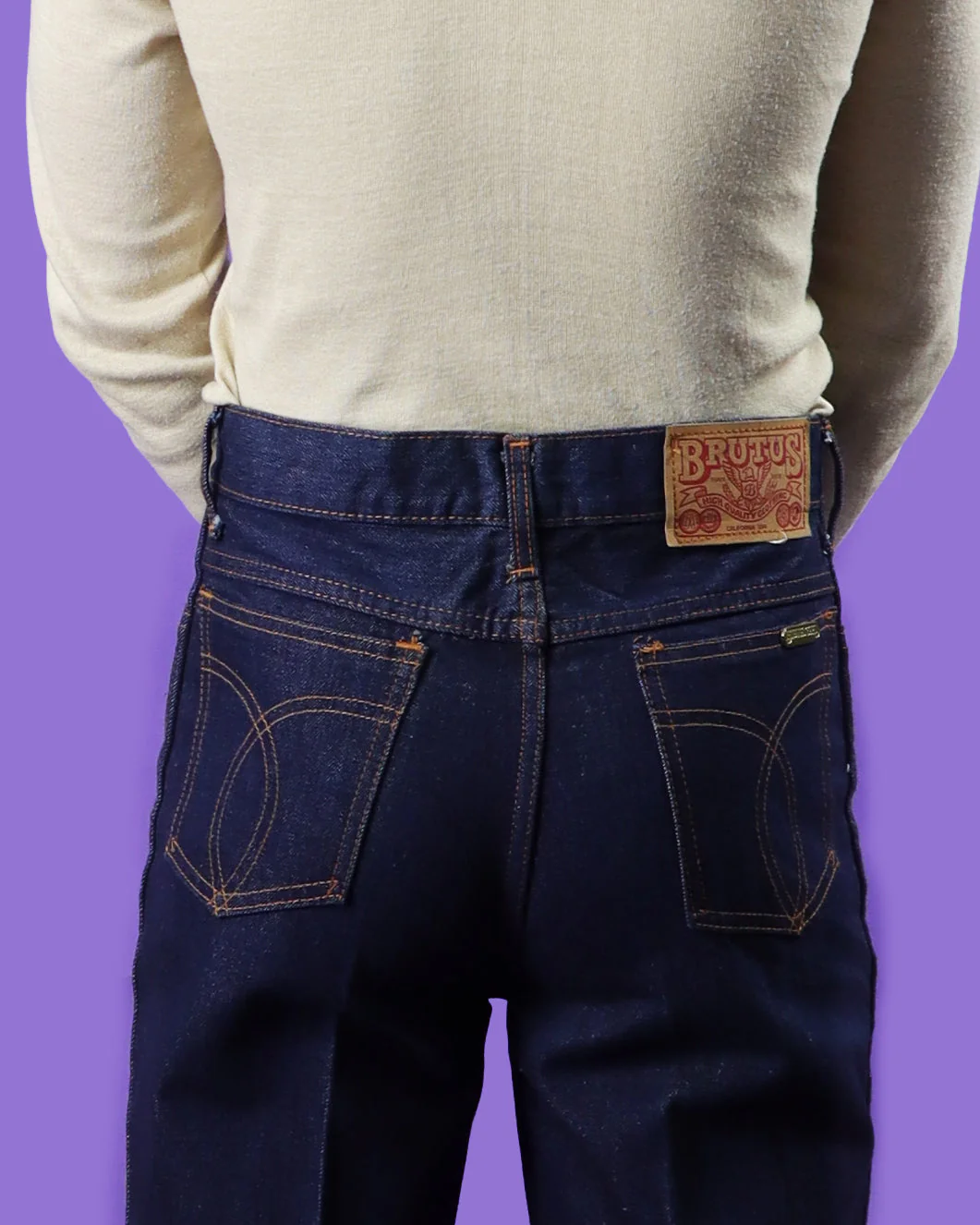 DEADSTOCK Vintage 1970s Brutus Gold Dark Indigo Denim Bell Bottoms Flares - Image 234