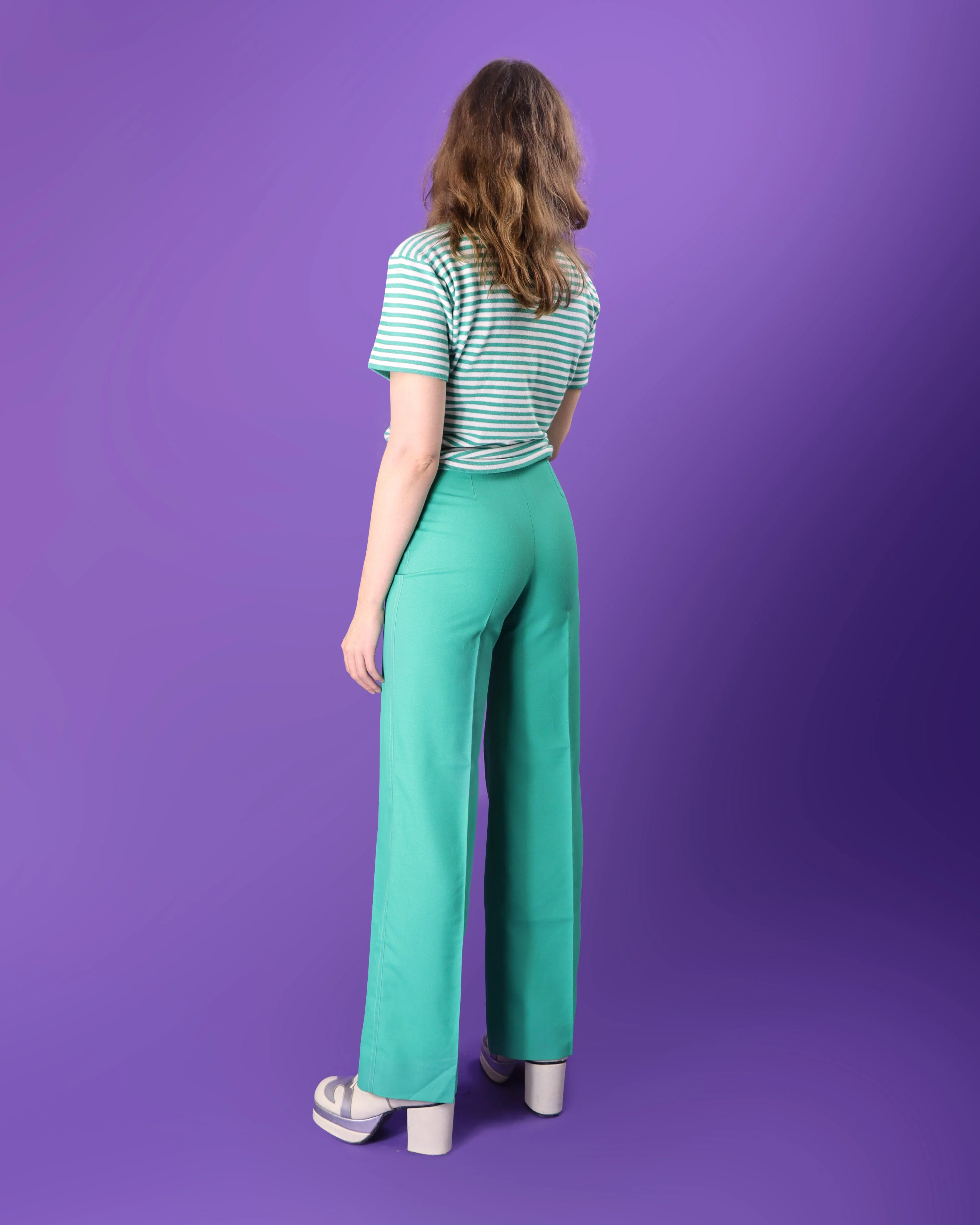 DEADSTOCK Vintage 1970s Jade Green 4 Piece Jaeger Leisure Suit Skirt Flares Set - Image 186