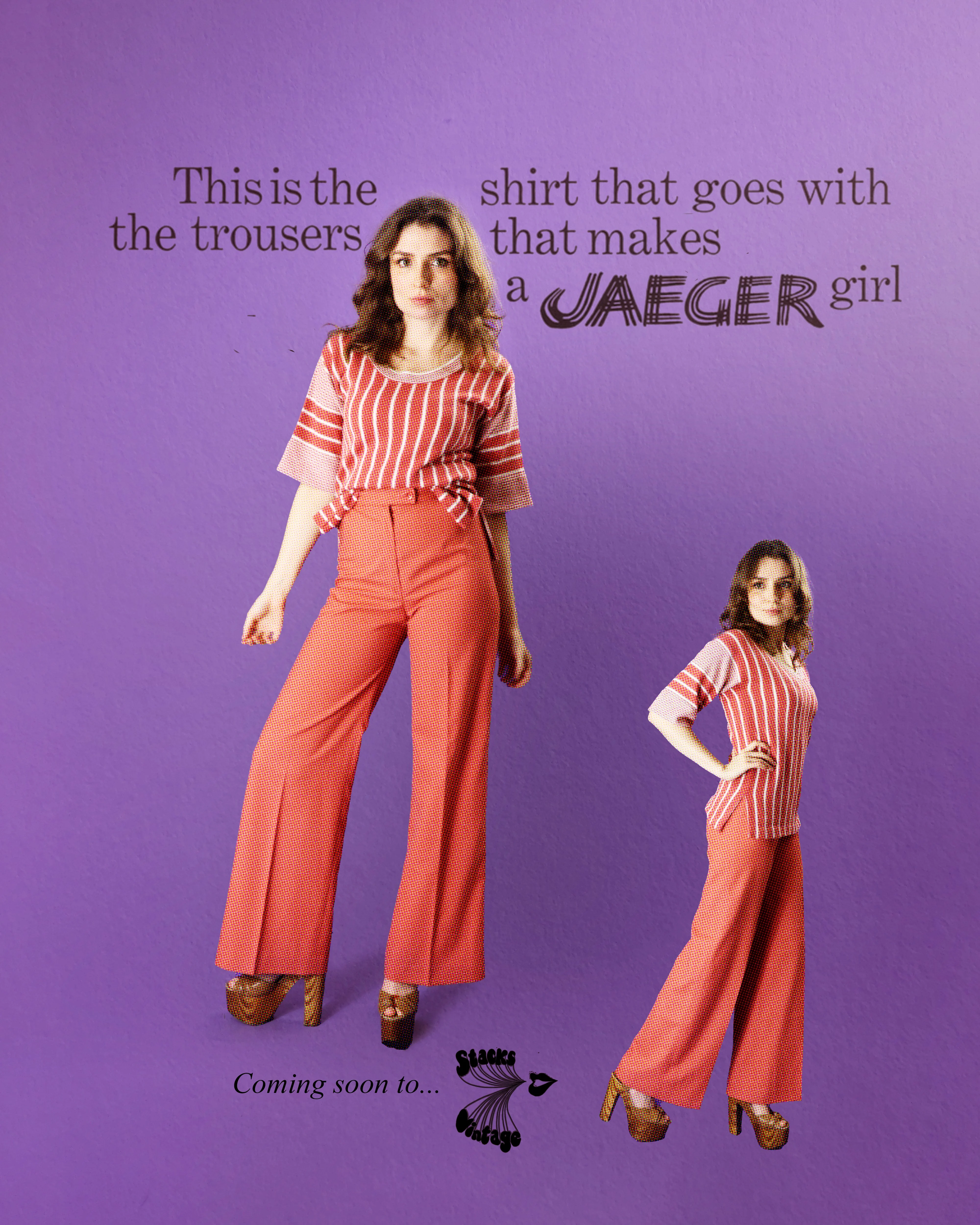 DEADSTOCK Vintage 1970s Jaeger Blush Pink Pant Suit Set Jumper and Flares - Image 86