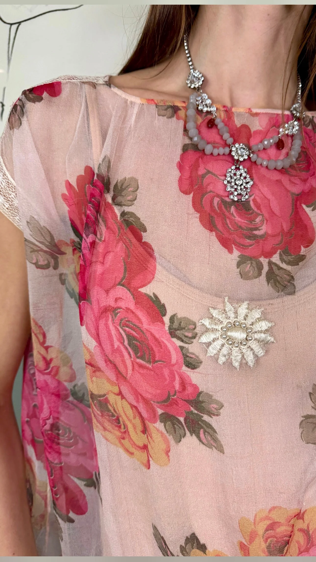 Desiré, 20s floral print and lace chiffon top - Image 6