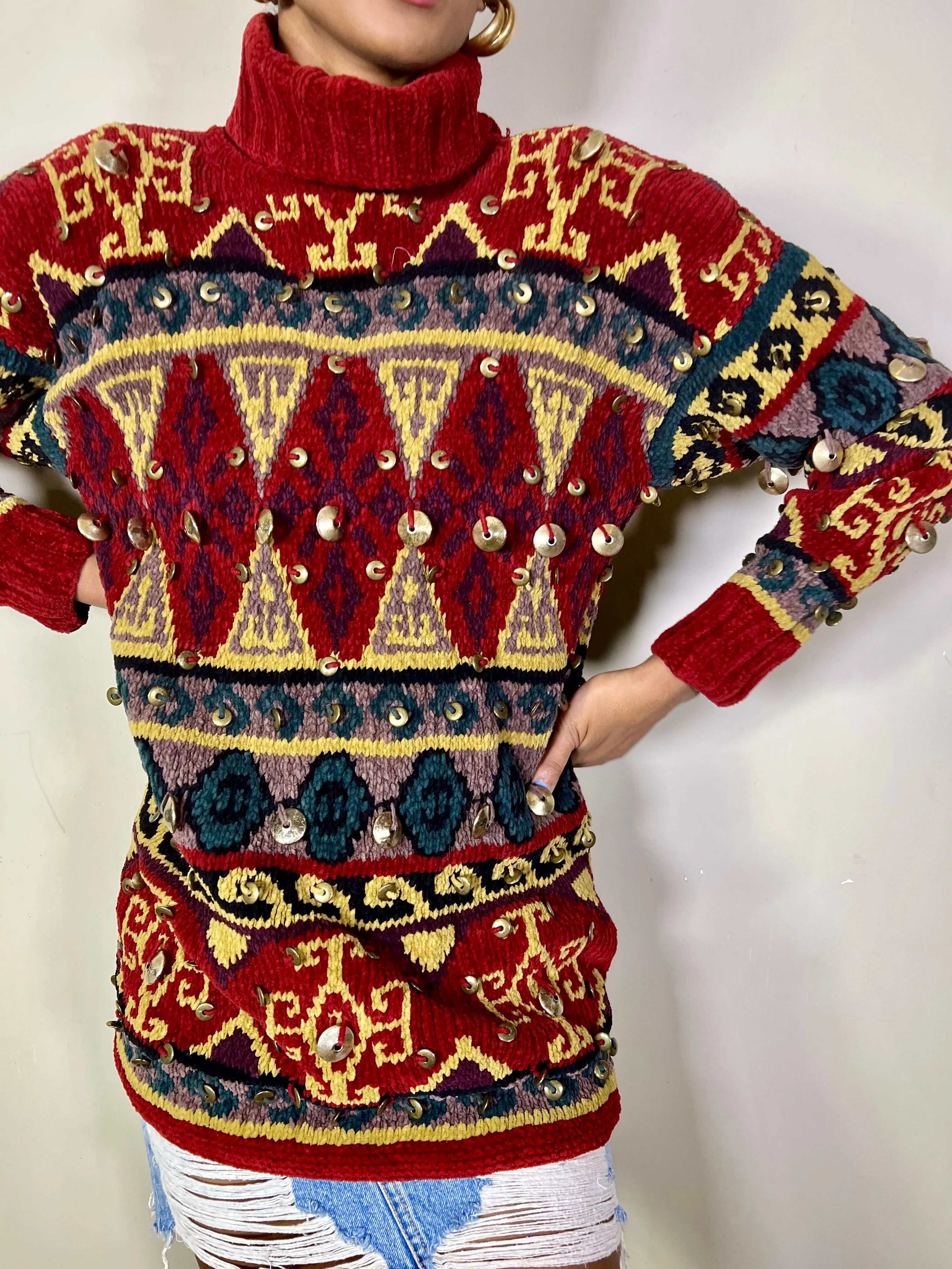 Edina Ronay, chenille beaded roll neck jumper - Image 4