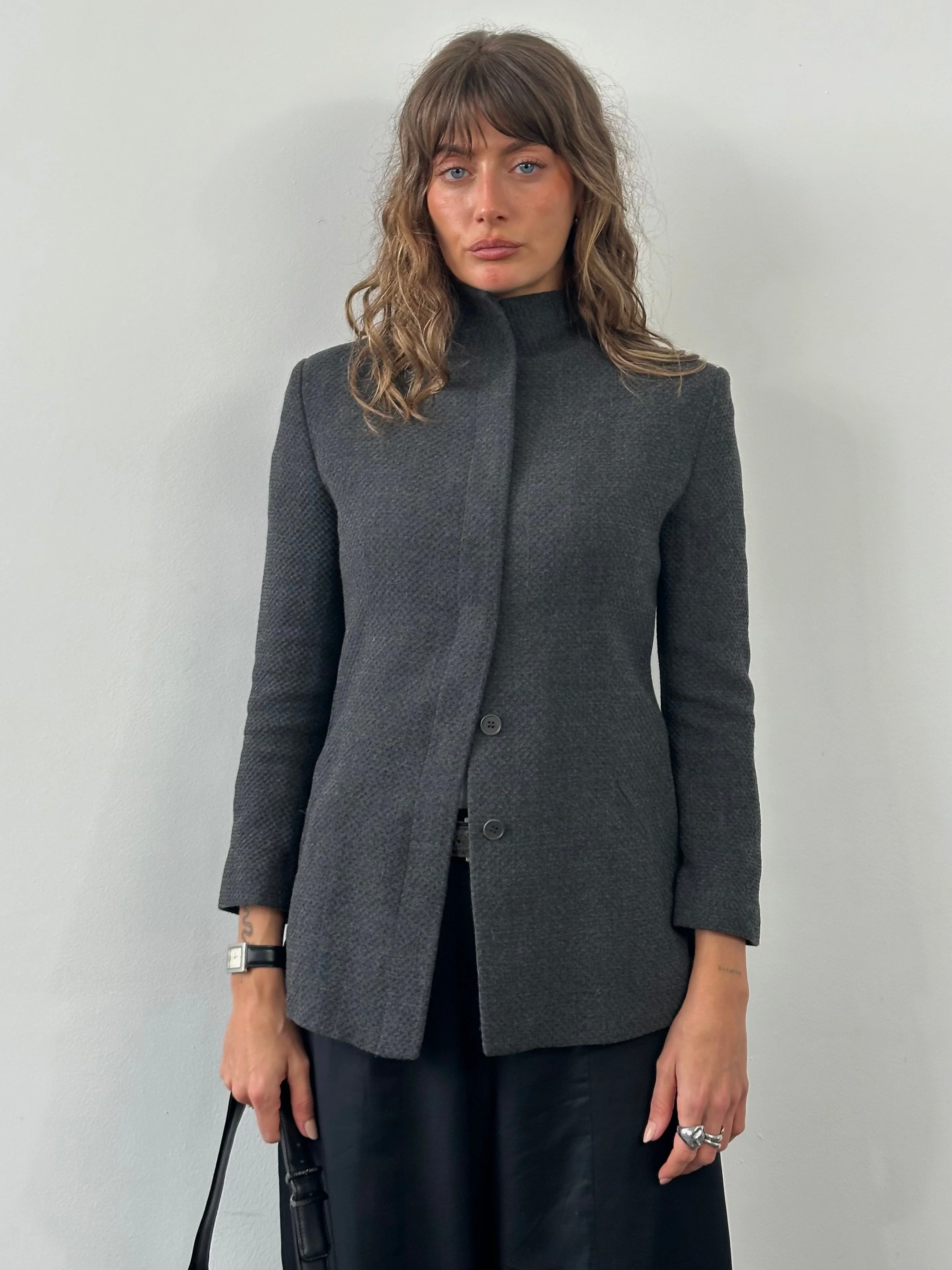 Emporio Armani 1990s High Neck Minimal Jacket - XS/S - Image 19