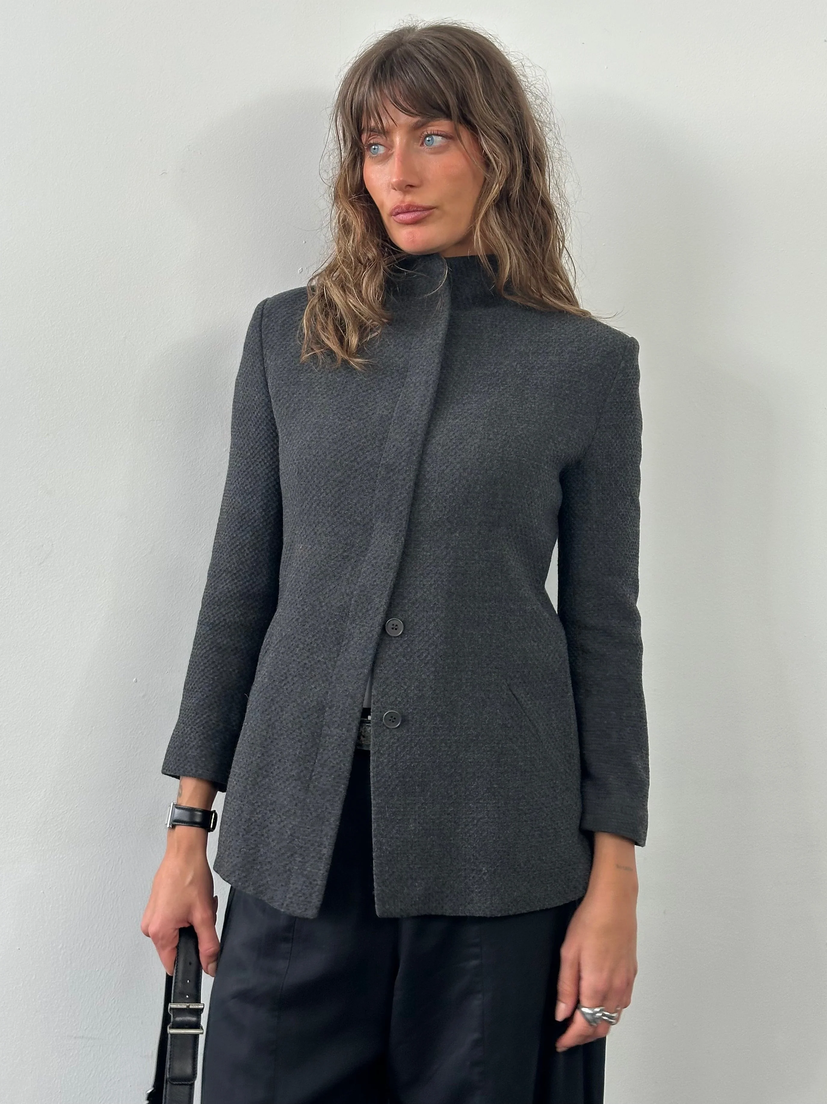 Emporio Armani 1990s High Neck Minimal Jacket - XS/S - Image 22