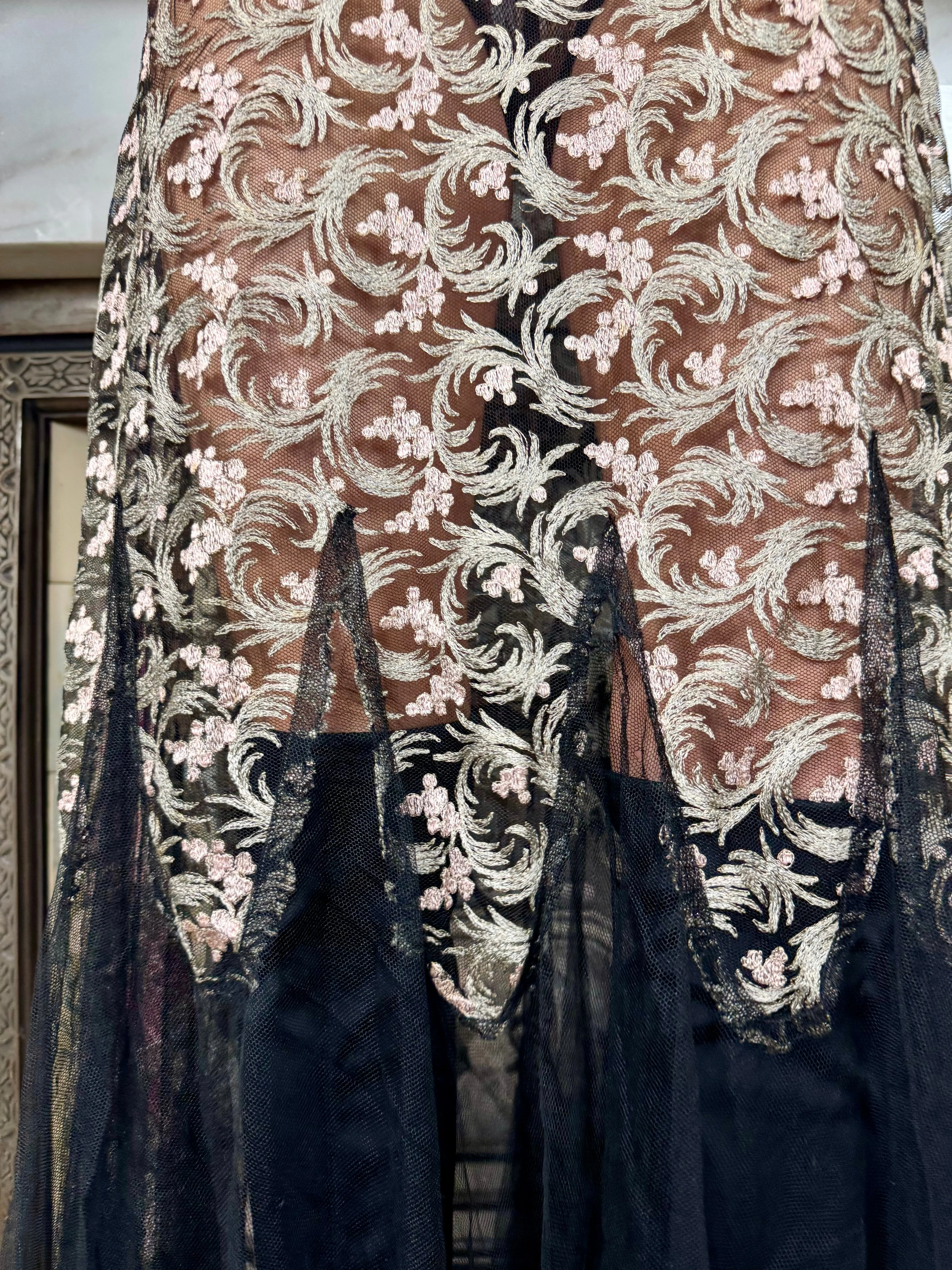 Estelle, 30s metallic floral lace mermaid net dress - Image 9