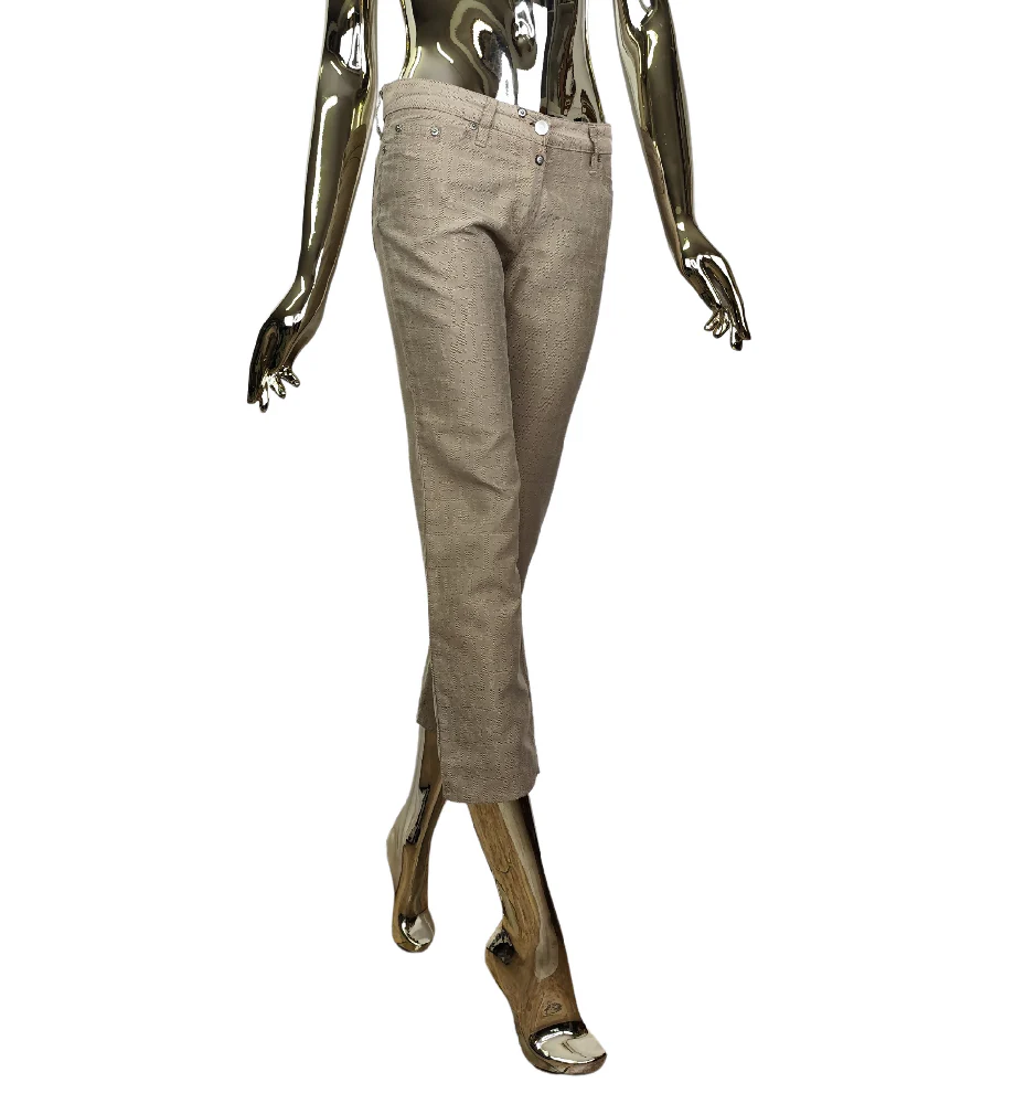 FENDI TAN MONOGRAM STRAIGHT CROPPED PANTS