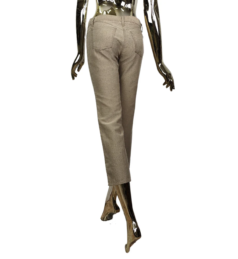 FENDI TAN MONOGRAM STRAIGHT CROPPED PANTS - Image 2