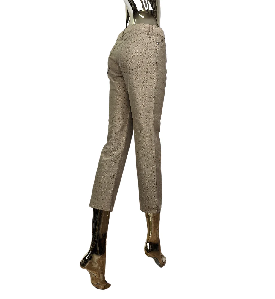 FENDI TAN MONOGRAM STRAIGHT CROPPED PANTS - Image 3