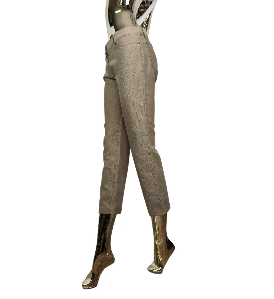FENDI TAN MONOGRAM STRAIGHT CROPPED PANTS - Image 4