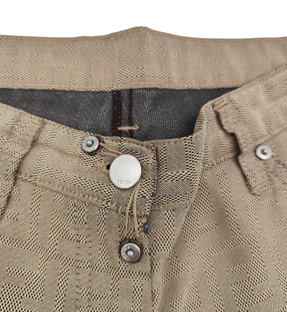 FENDI TAN MONOGRAM STRAIGHT CROPPED PANTS - Image 5