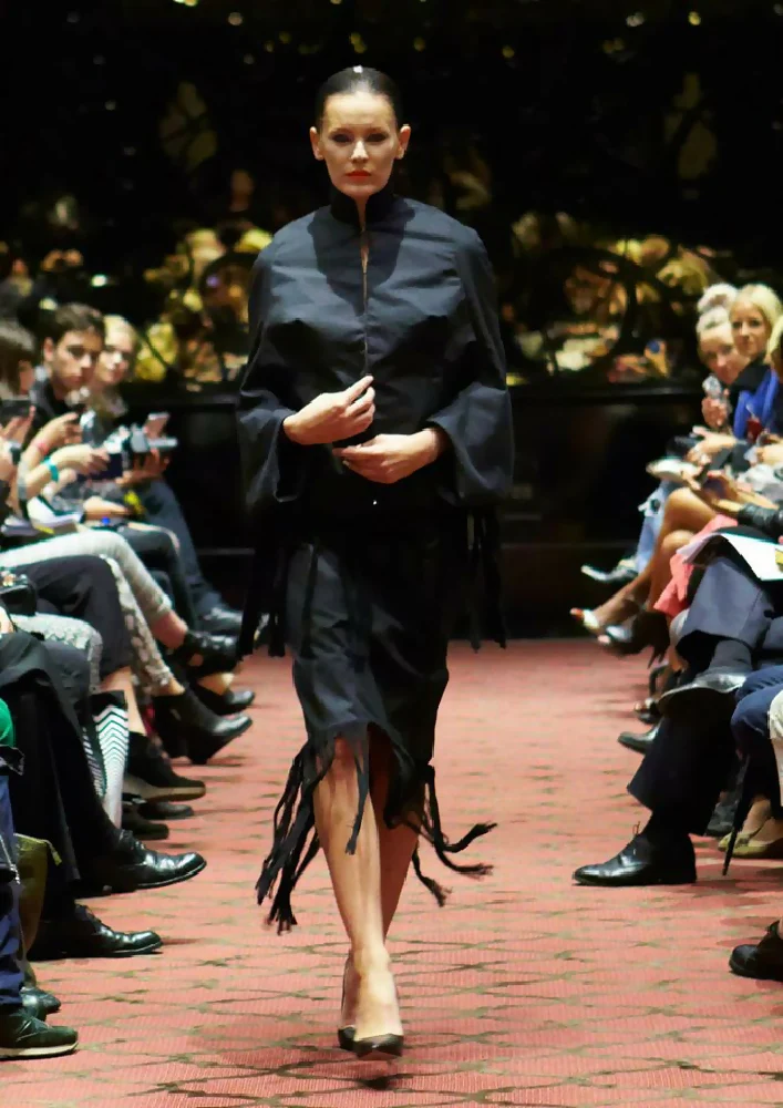Fringed Hunched Jacket with Fringed Skirt