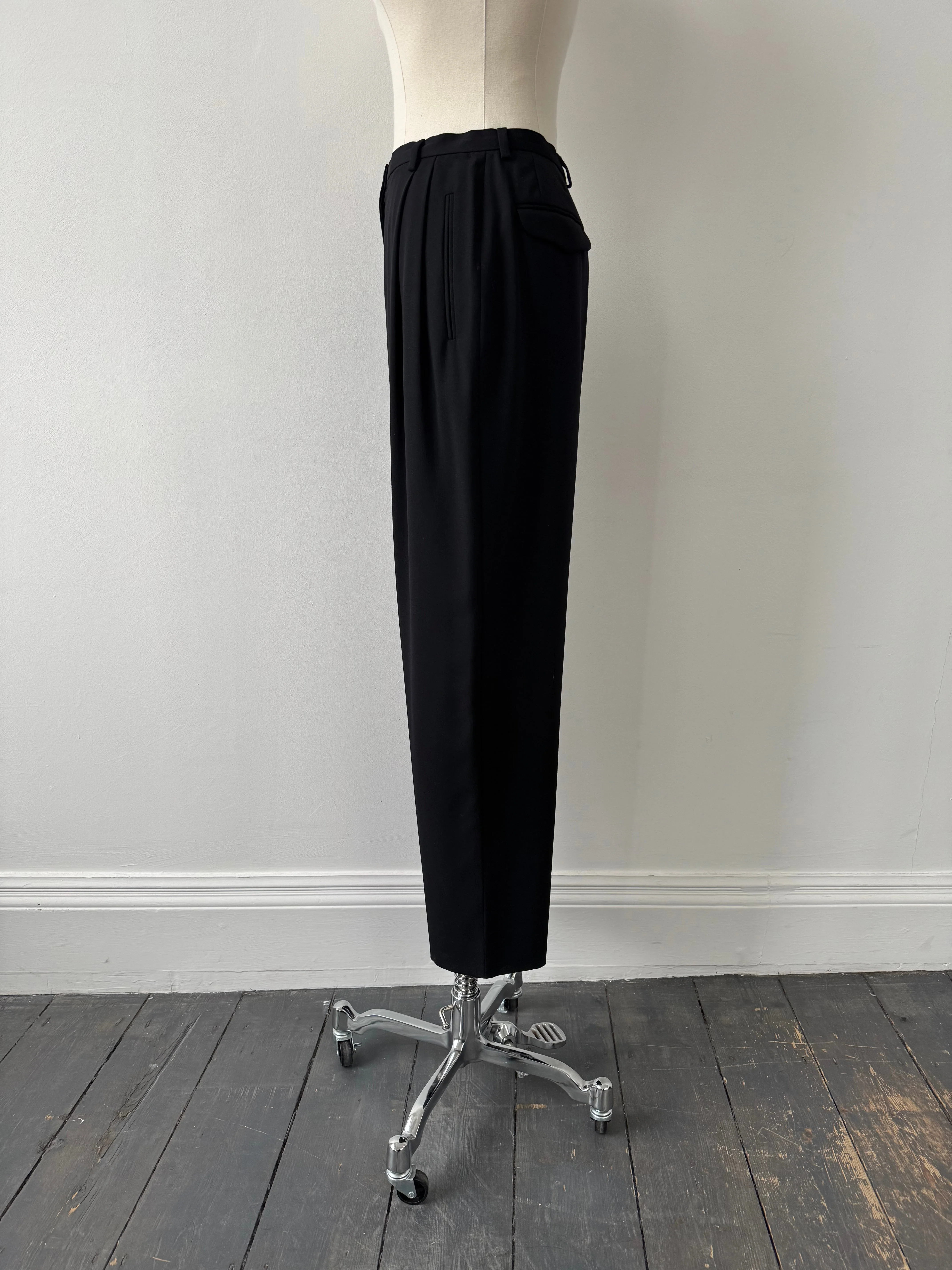 Giorgio Armani 1990s Wool Straight Leg Tailored Trousers - W24 - Image 3
