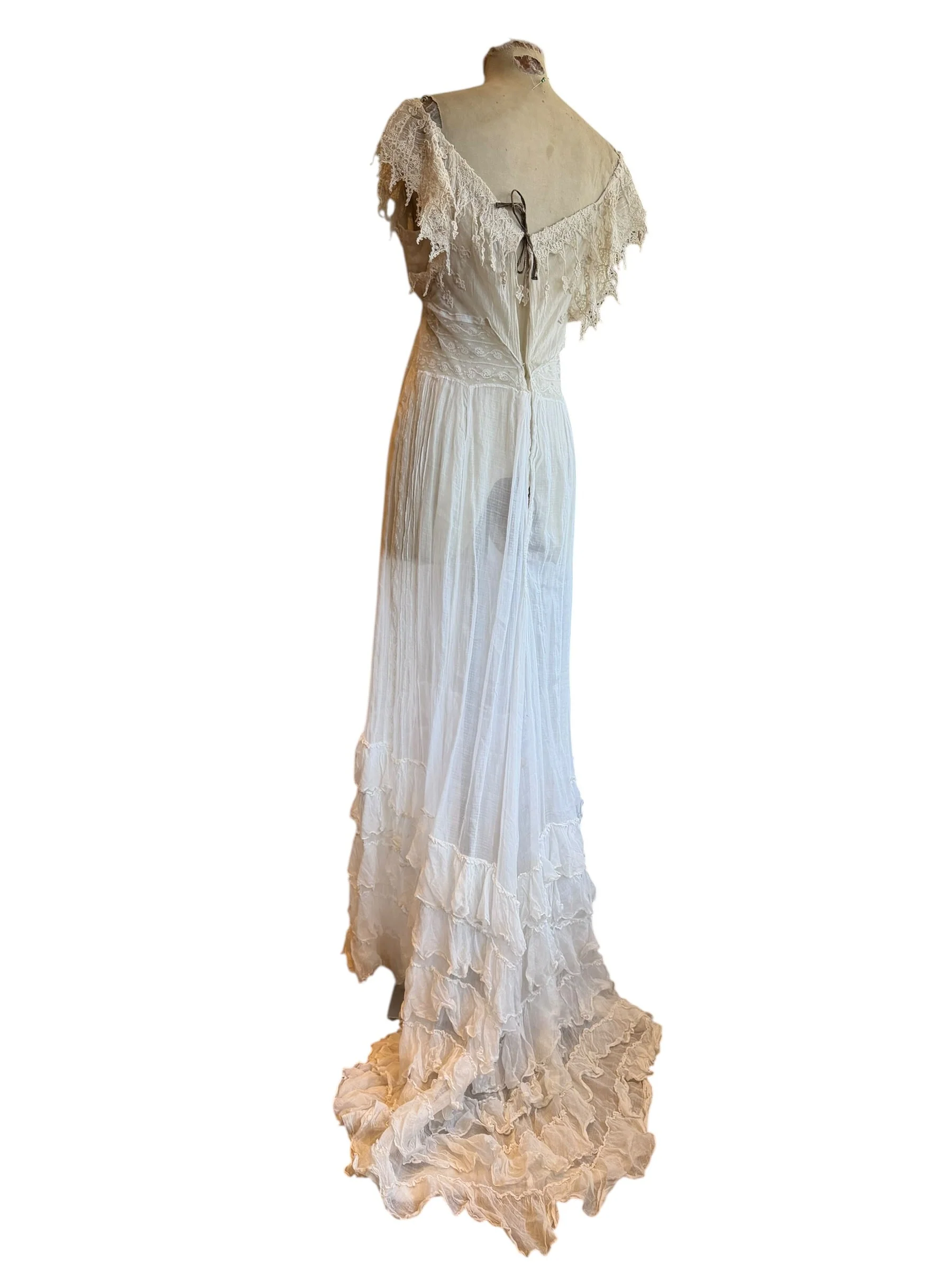 Glaze, Victorian reworked cotton and lace tiered dress - Image 21