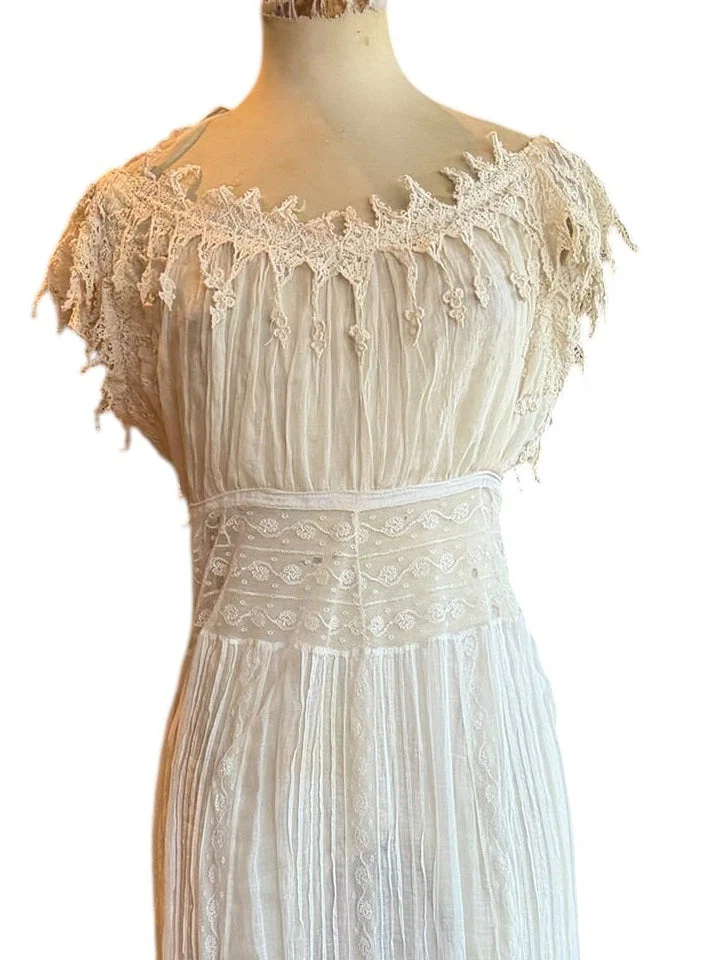 Glaze, Victorian reworked cotton and lace tiered dress - Image 40