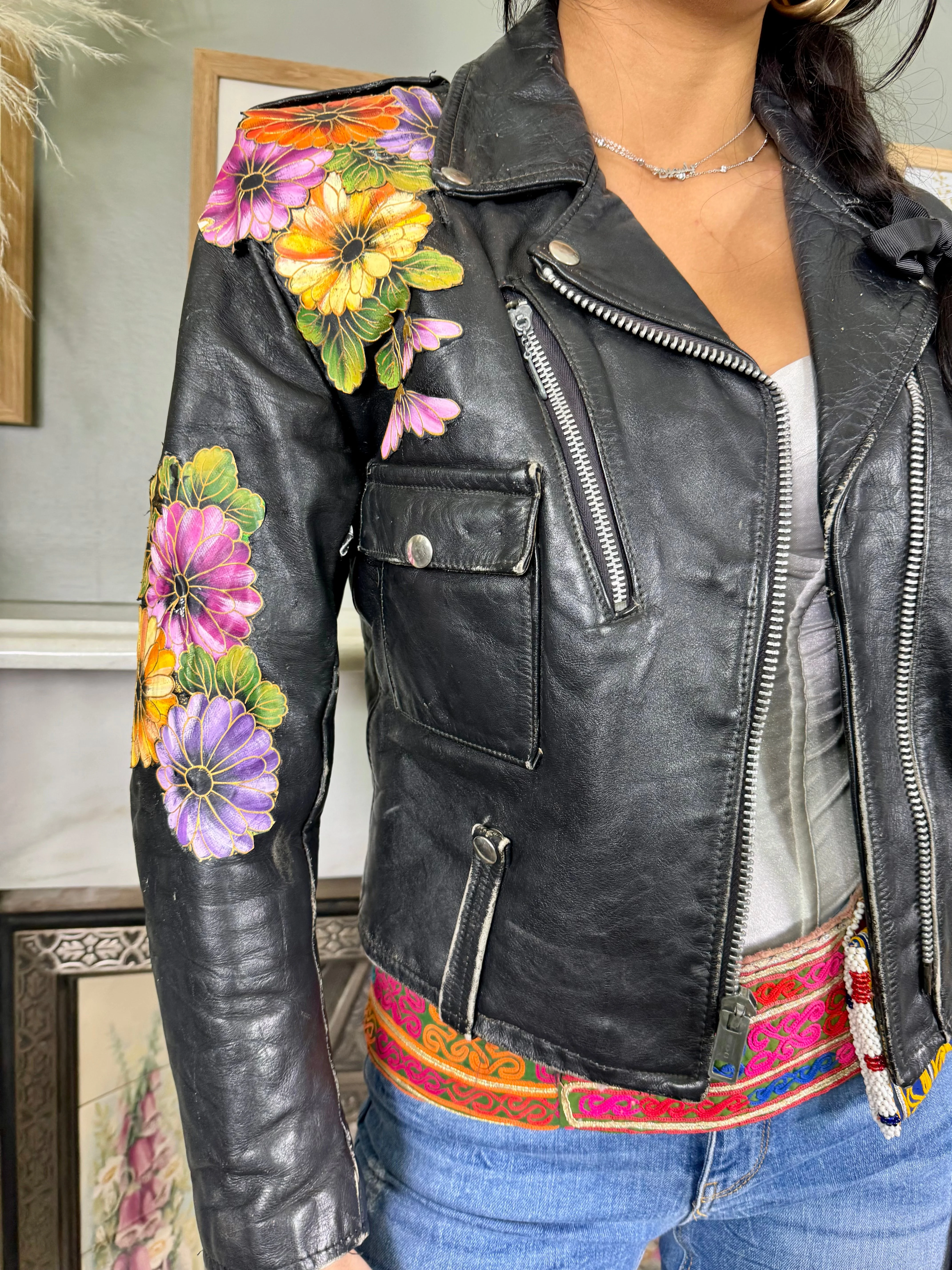Harley Davidson, 70s hand painted leather jacket - Image 5