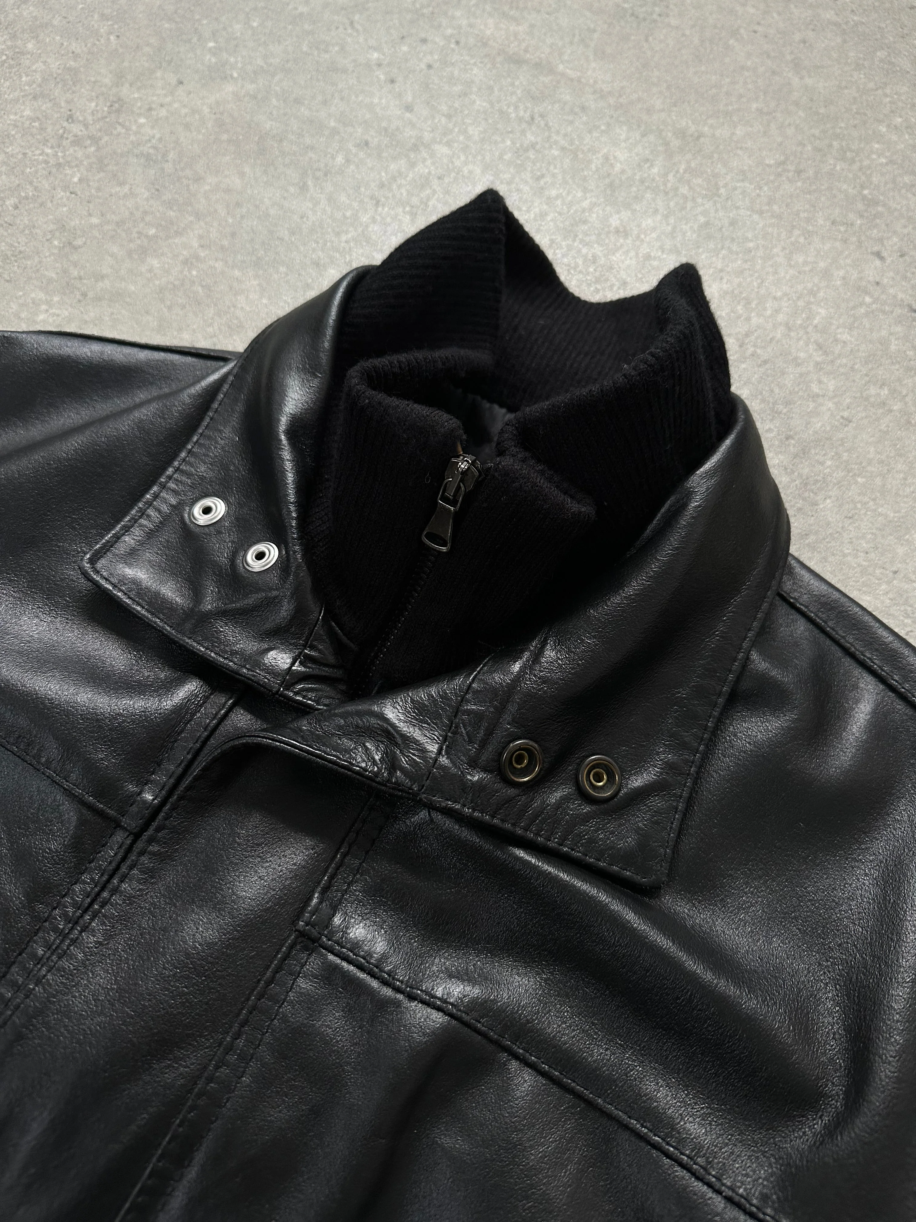 Italian Vintage 1990s Funnel Neck Leather Trench Coat - XL - Image 20