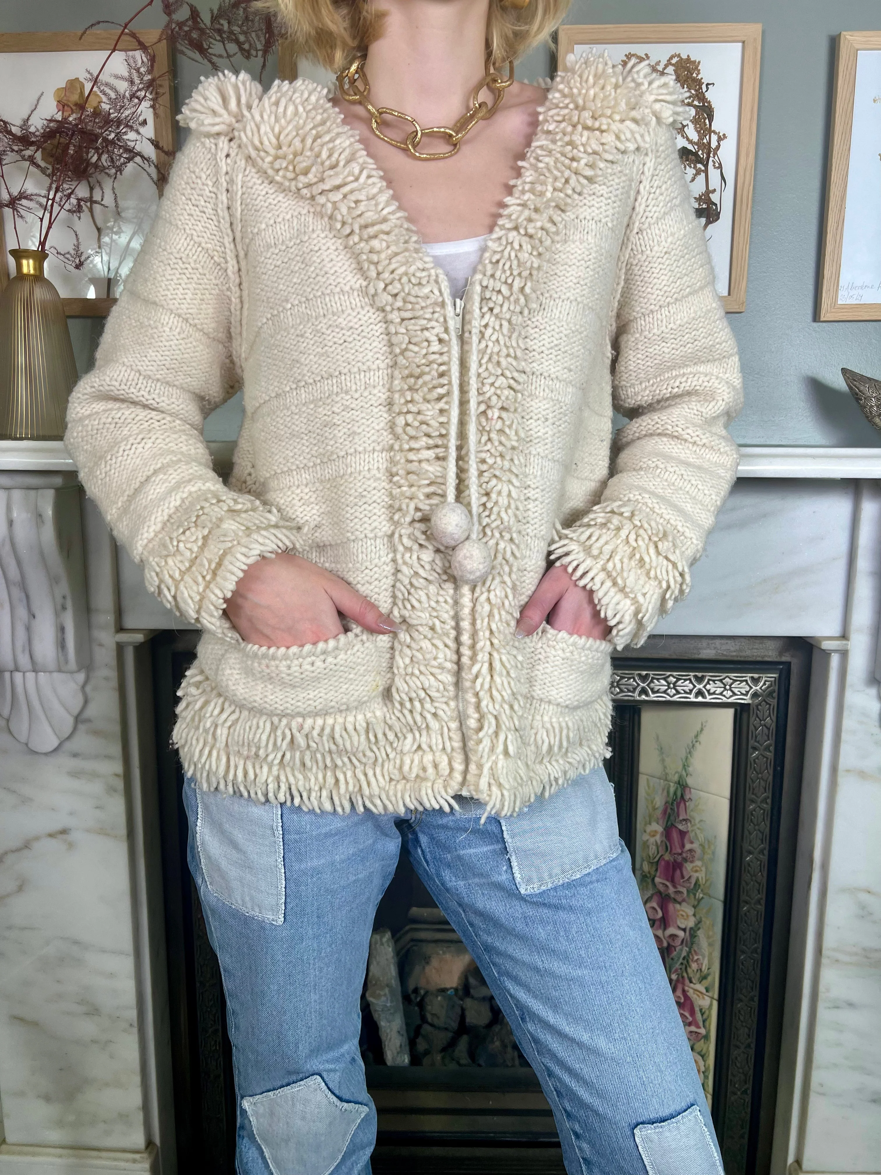 Jane, cream 70s zip up cardigan - Image 6