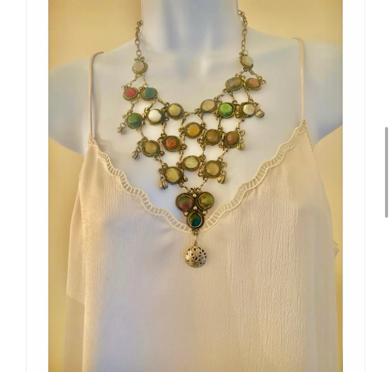 Jasmir, 70s silver and semi-precious stones necklace - Image 7