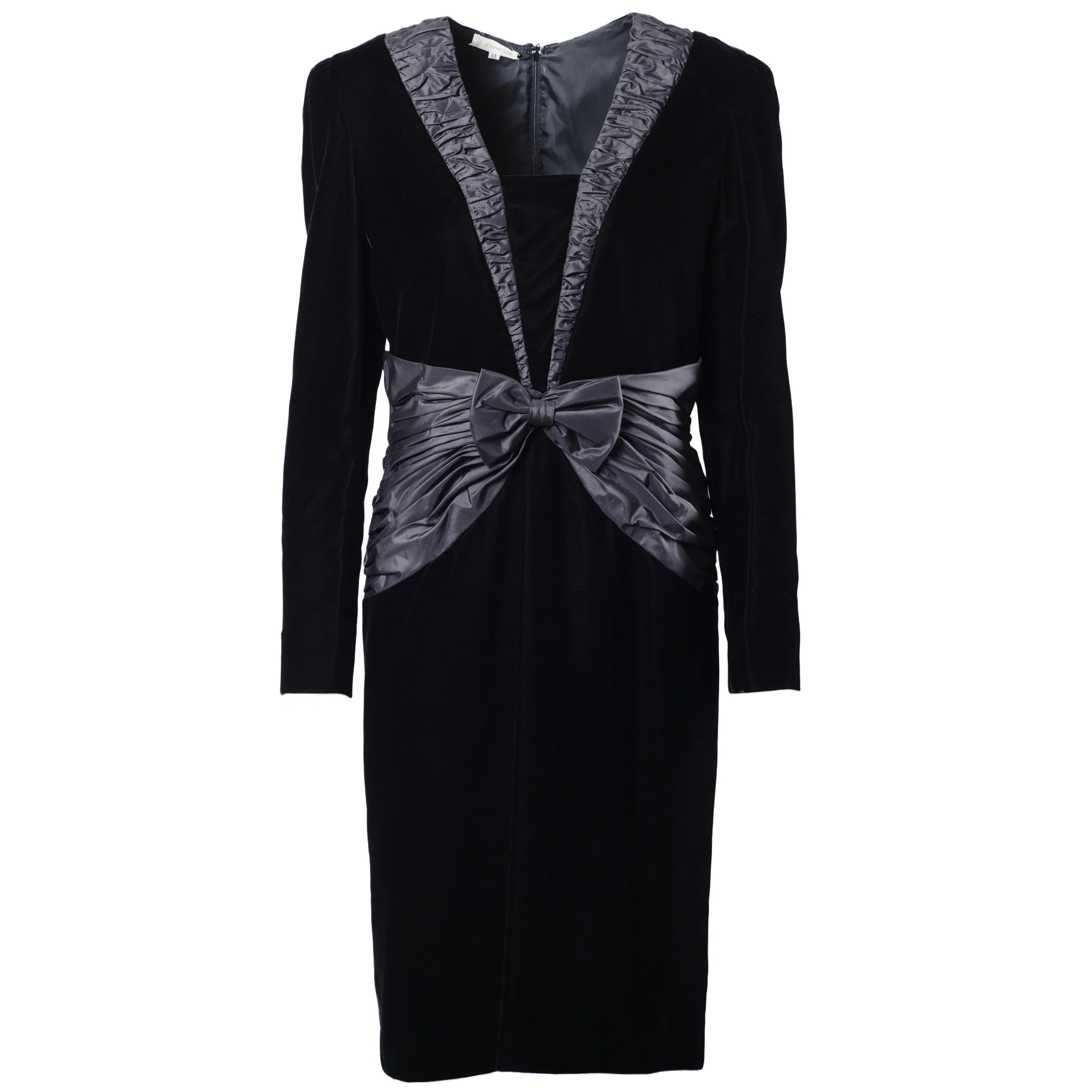 Jeunesse Black Dress  Bow Satin - '90s