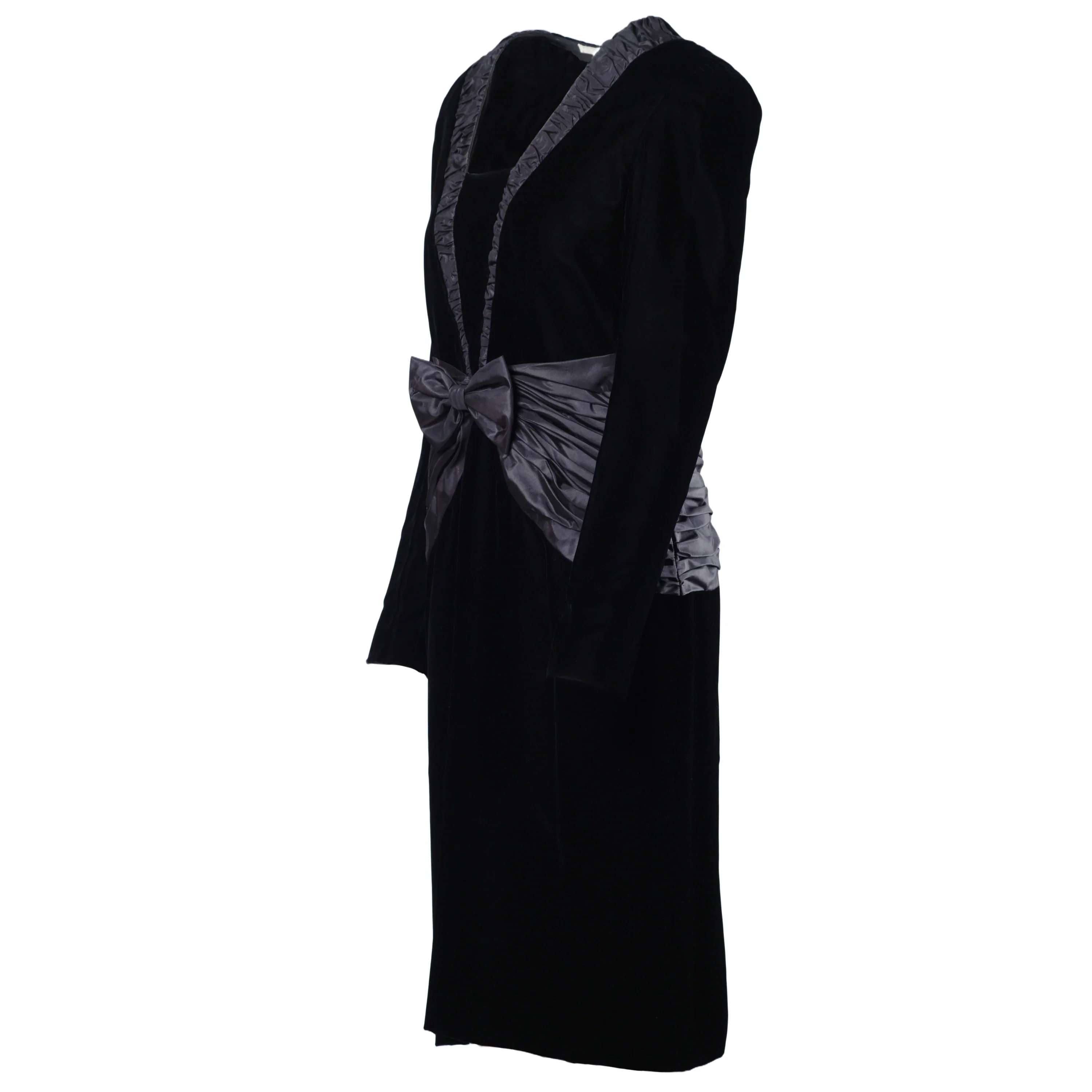 Jeunesse Black Dress  Bow Satin - '90s - Image 2