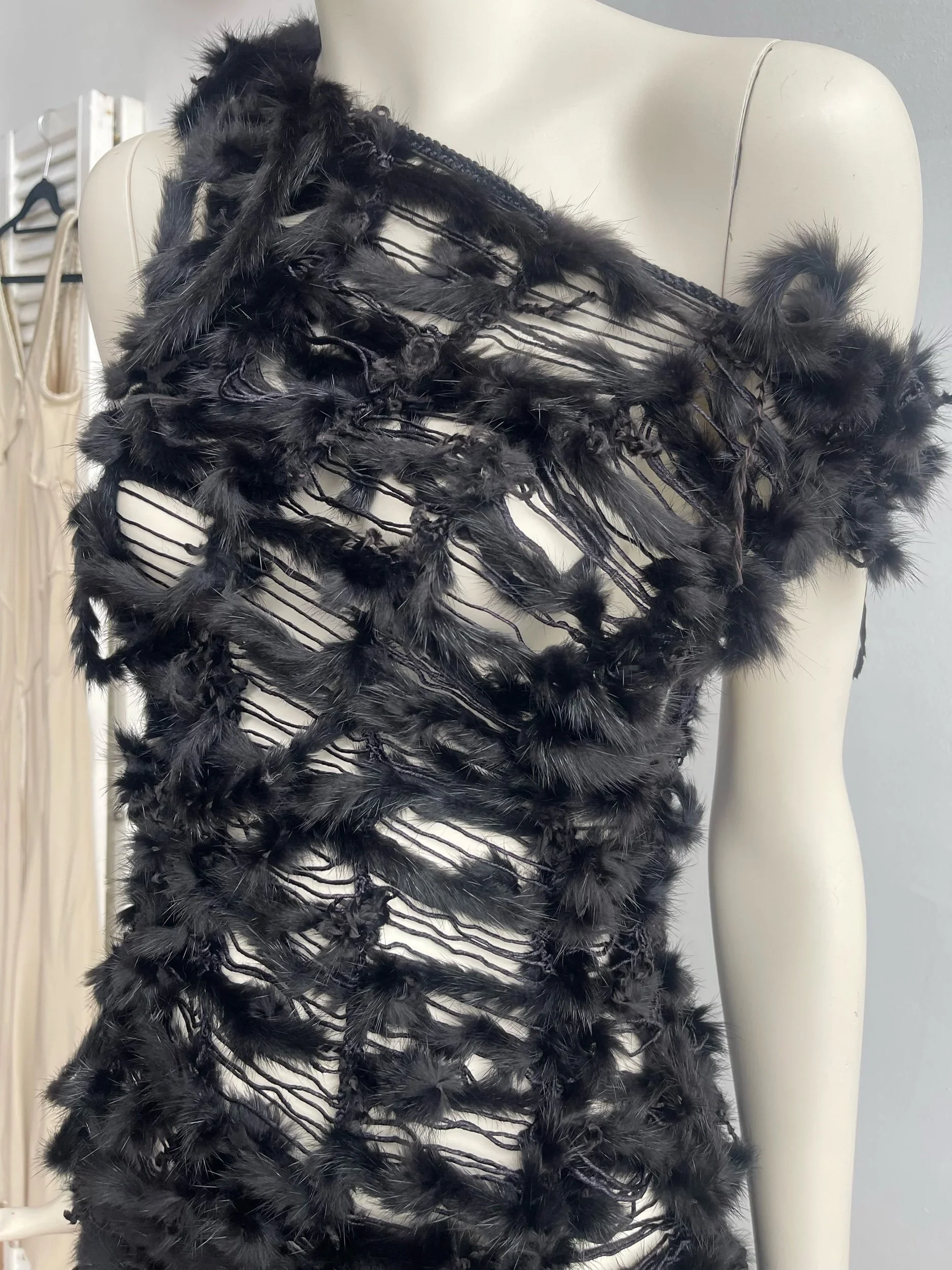 Julia McDonald 2002 AW runway cobweb fur dress - Image 5