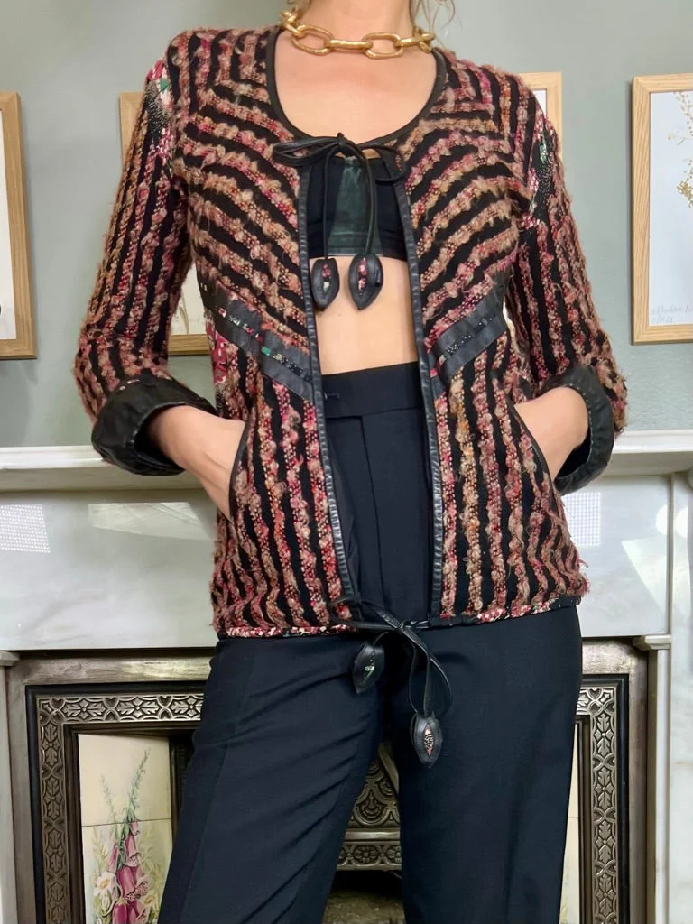 Juno, 70s leather and bouclé jacket - Image 5