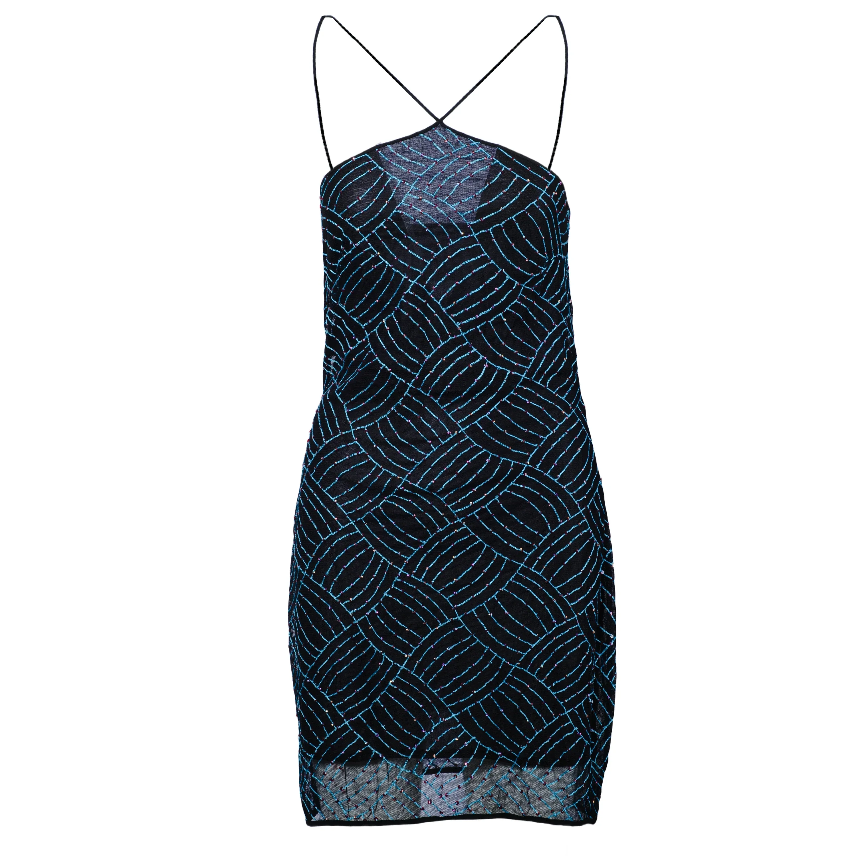 Lili Petrus Mini Dress with Sequins and Criss-Cross Straps - '10s - Image 13
