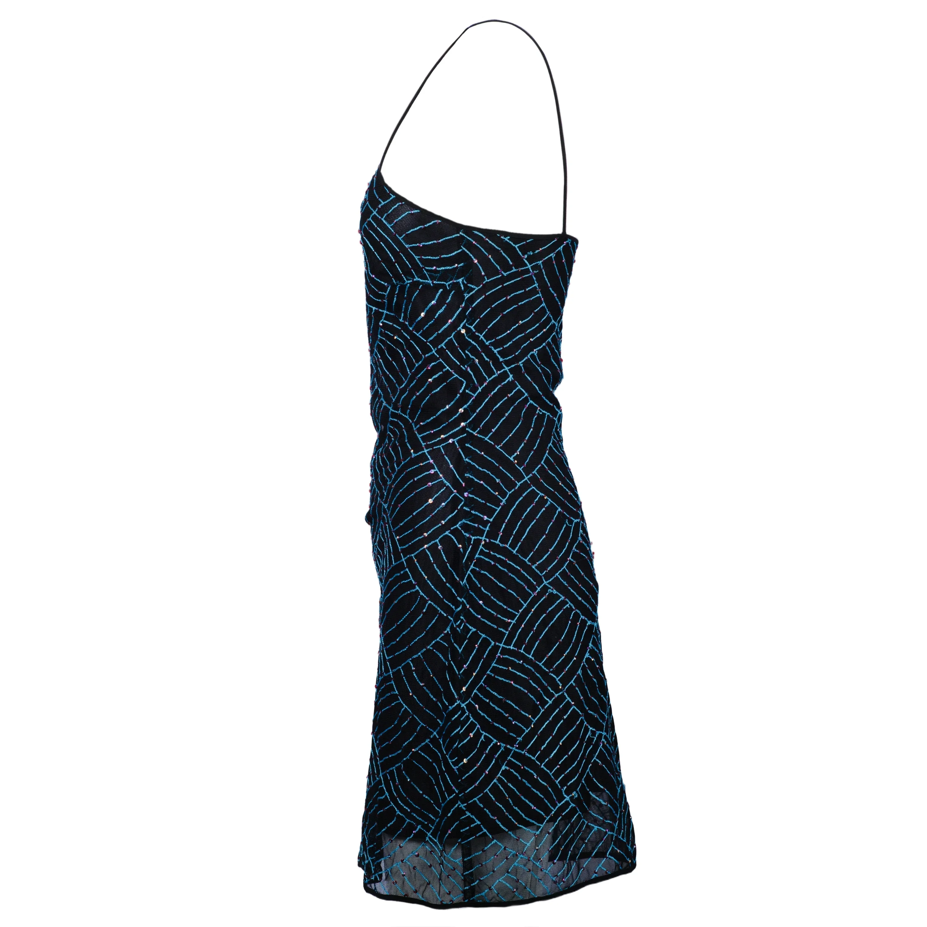 Lili Petrus Mini Dress with Sequins and Criss-Cross Straps - '10s - Image 2