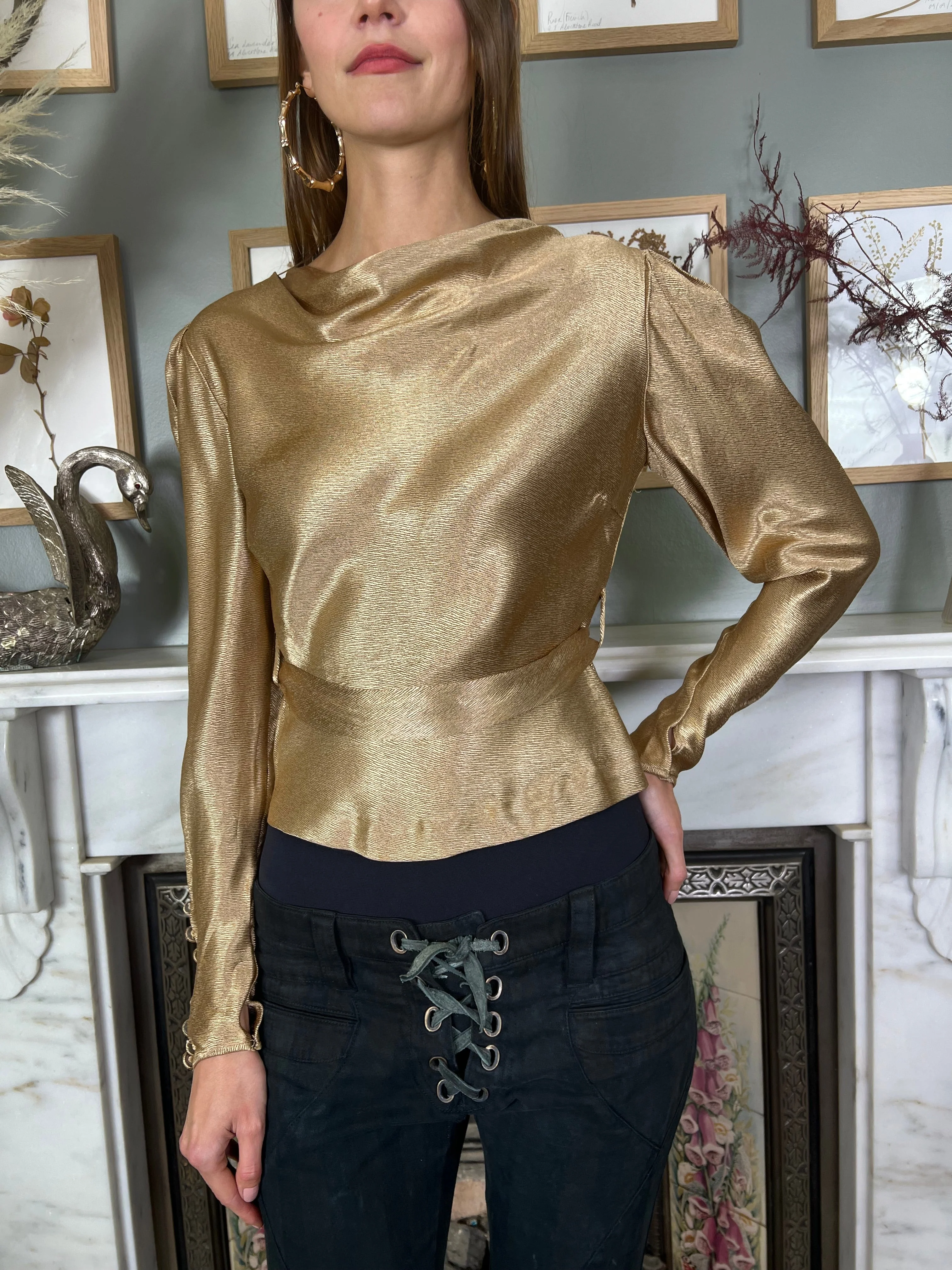 Liza, 20s gold long sleeved blouse - Image 18