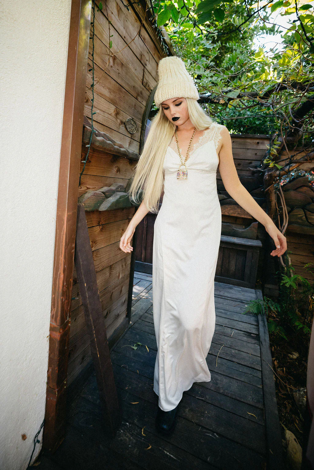 Love, Courtney by Nasty Gal “Roseland Ballroom” Soft Cream lace Slip Dress