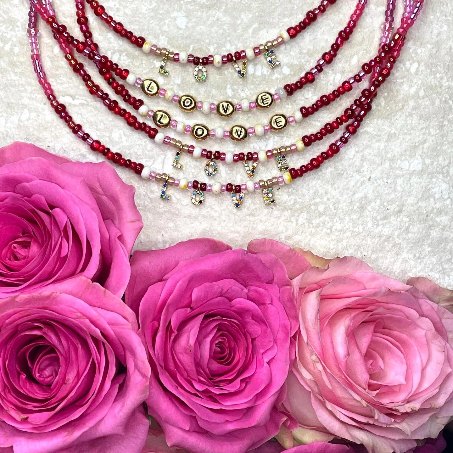 LOVE Necklace - Miyuki, Pearl, Good Vermeil Letters - CLARKE PALMER